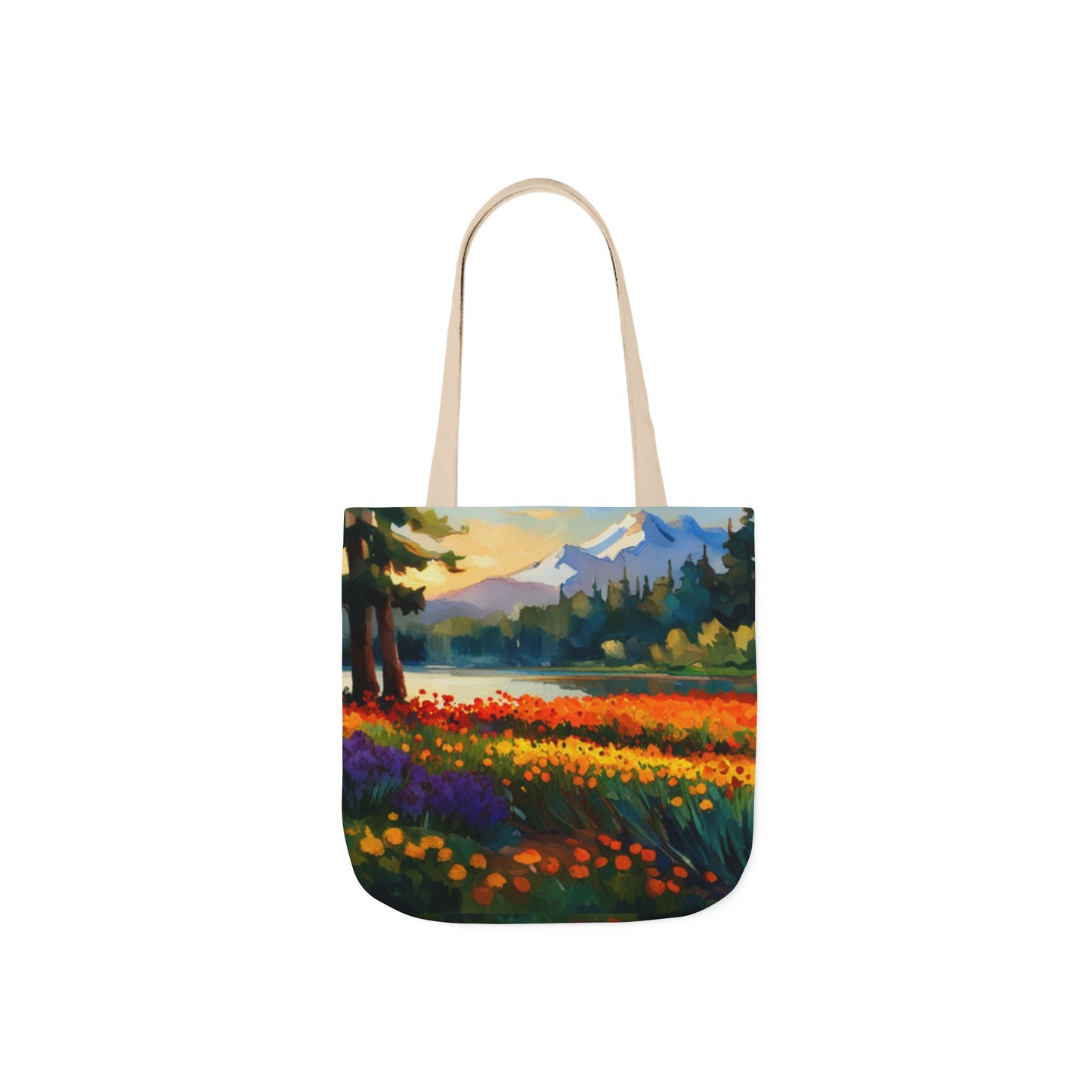 Canvas Tote Bag, 5-Color Straps (Flower Meadow)