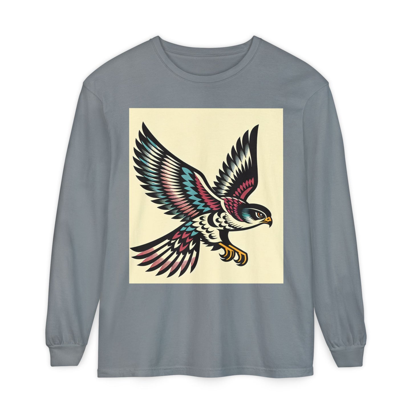 Unisex Garment-dyed Long Sleeve T-Shirt (Falcon)