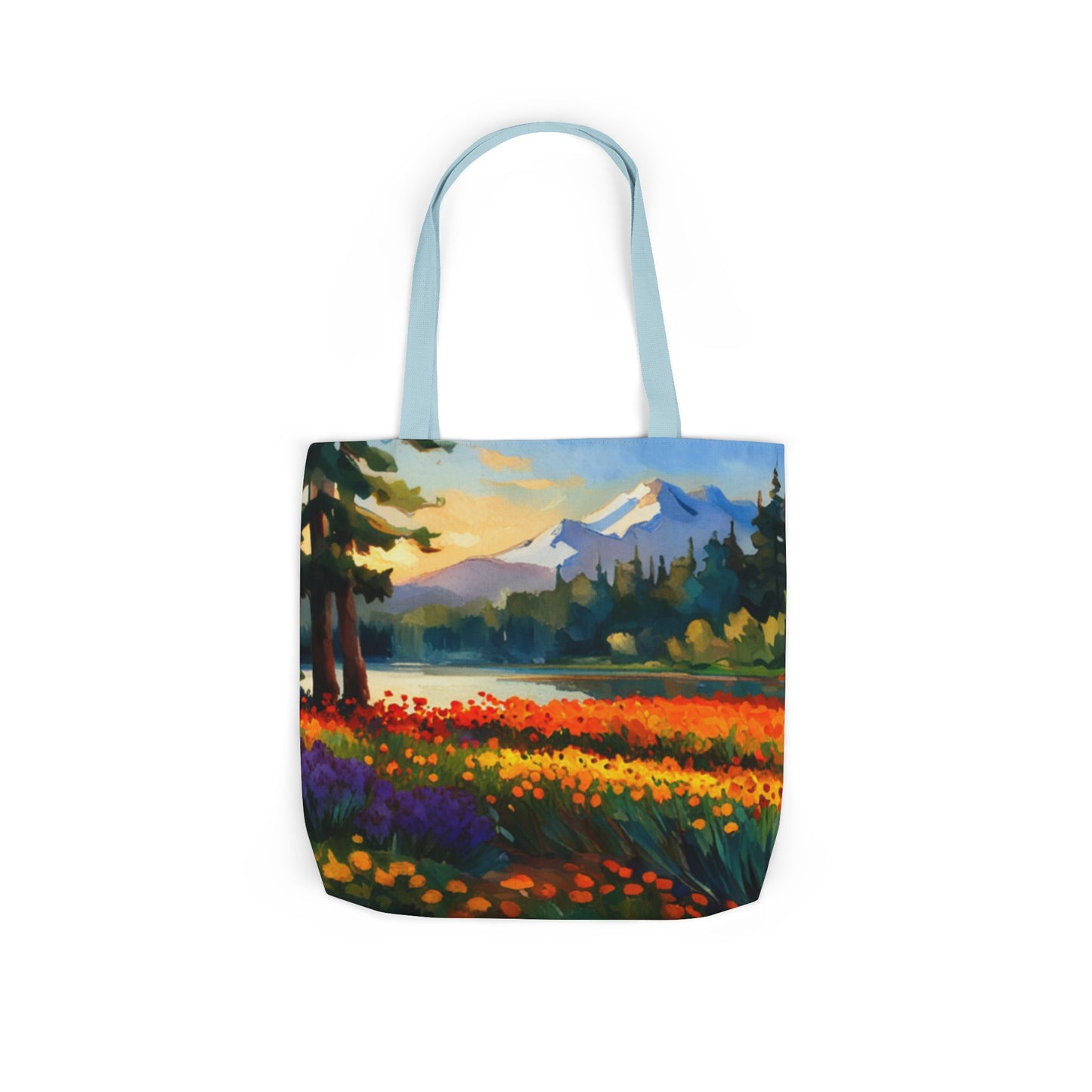 Canvas Tote Bag, 5-Color Straps (Flower Meadow)