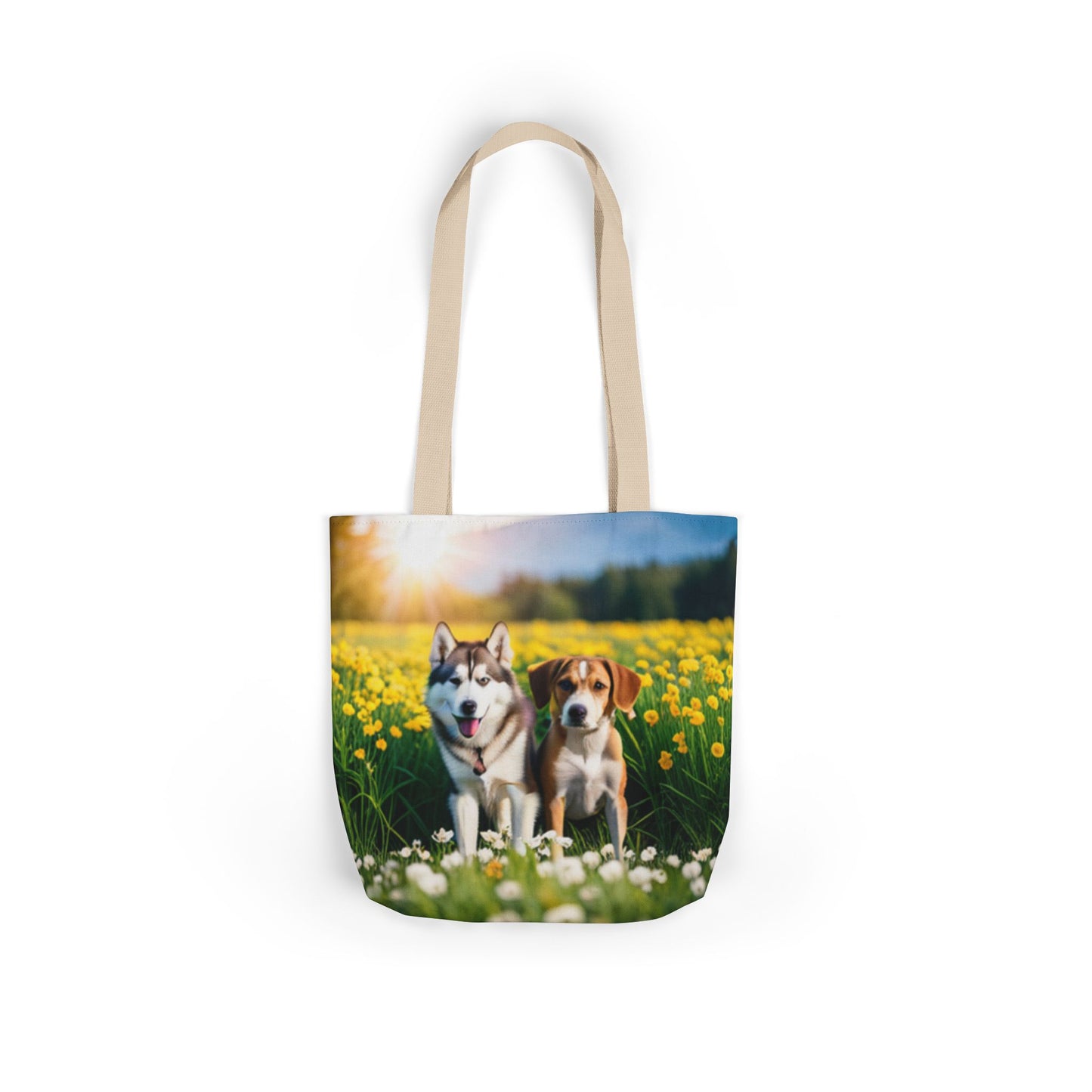 Canvas Tote Bag, 5-Color Straps (Husky/Beagle)