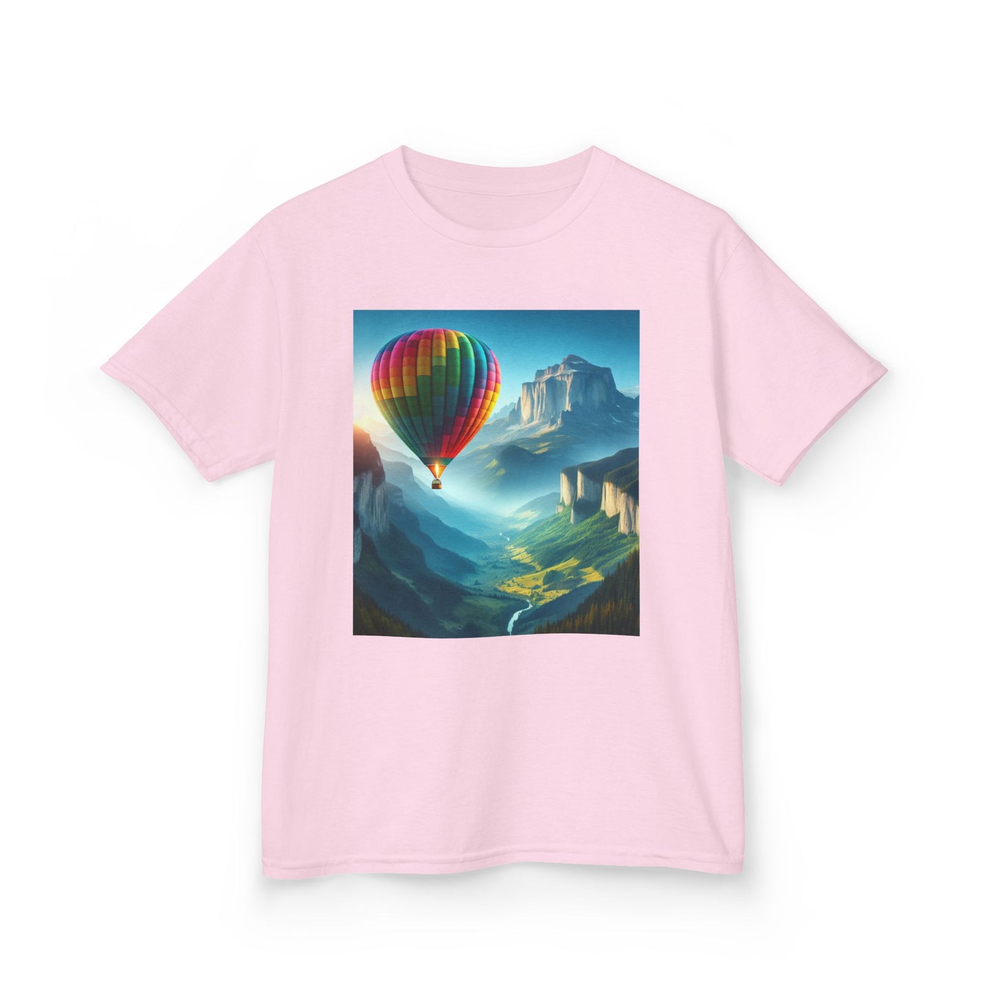 Kids Heavy Cotton™ Tee - Colorful Hot Air Balloon Adventure Tee for Young Explorers