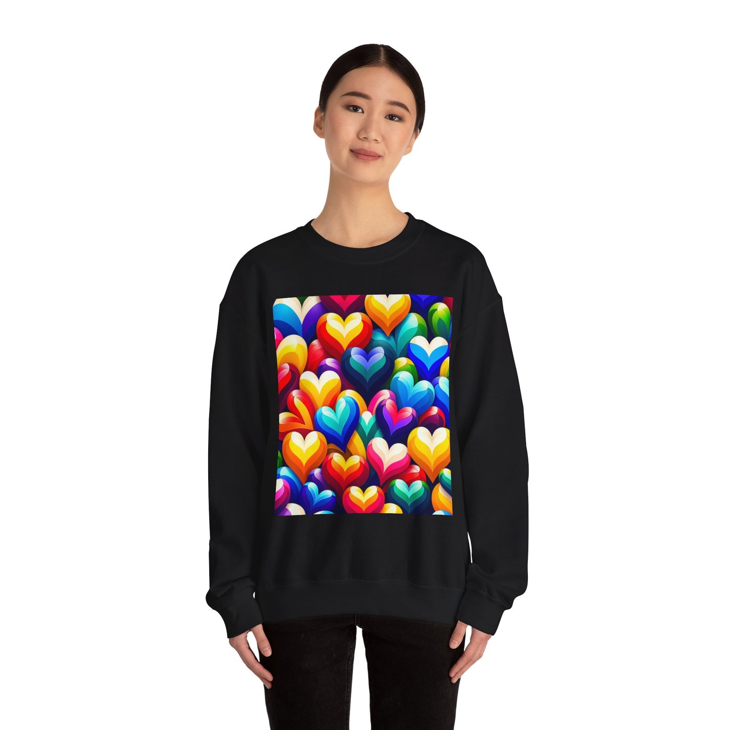 Unisex Heavy Blend™ Crewneck Sweatshirt (Colorful Hearts)