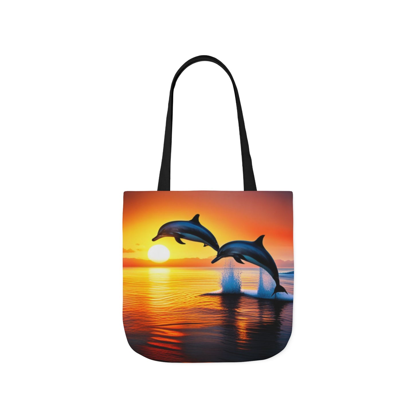 Canvas Tote Bag, 5-Color Straps (Dolphins sunset)