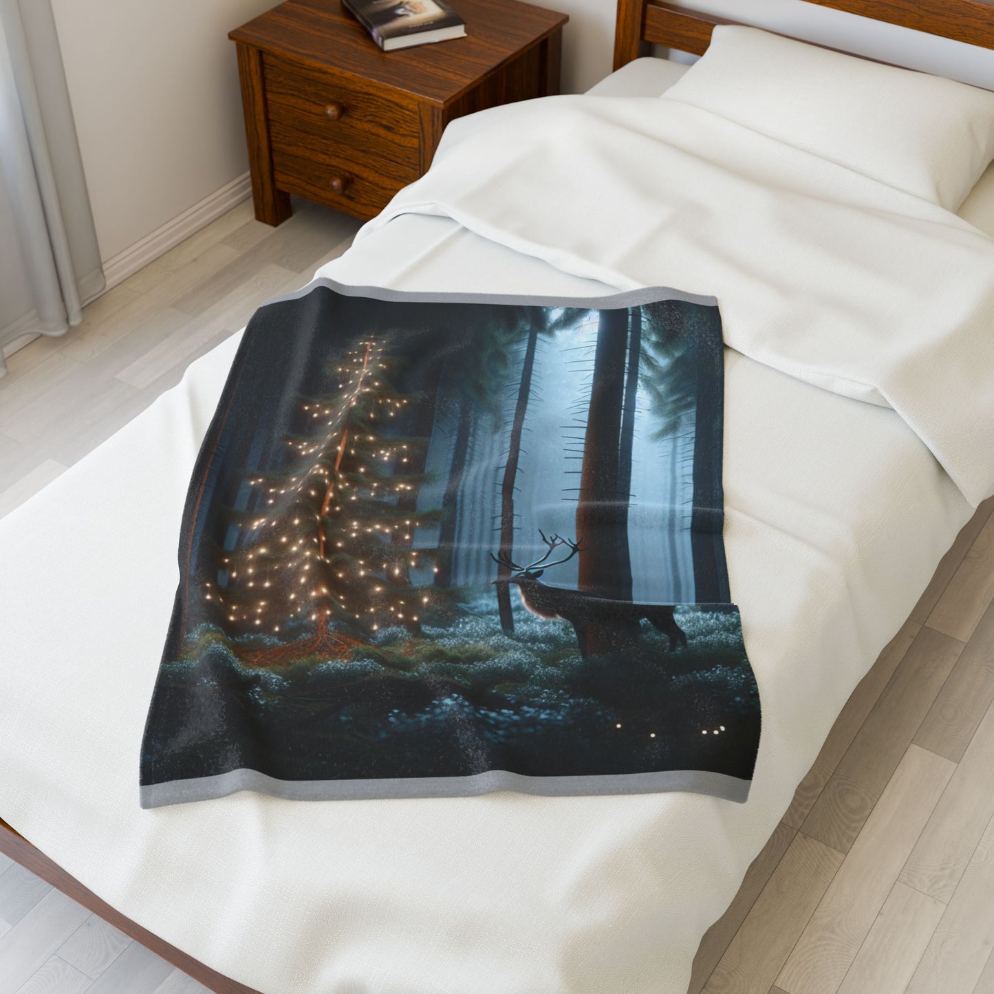 Velveteen Plush Blanket (Reindeer)