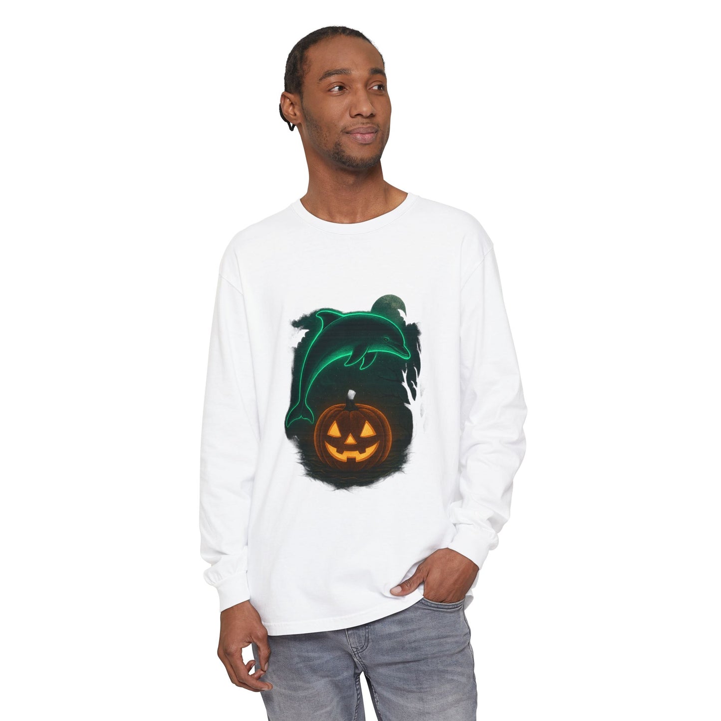 Spooky Dolphin Halloween Long Sleeve Tee
