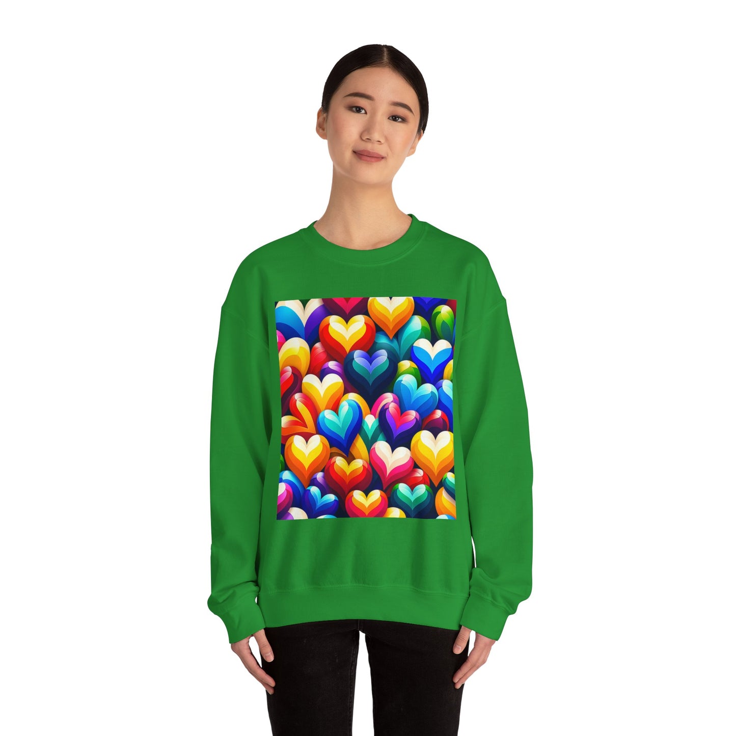 Unisex Heavy Blend™ Crewneck Sweatshirt (Colorful Hearts)