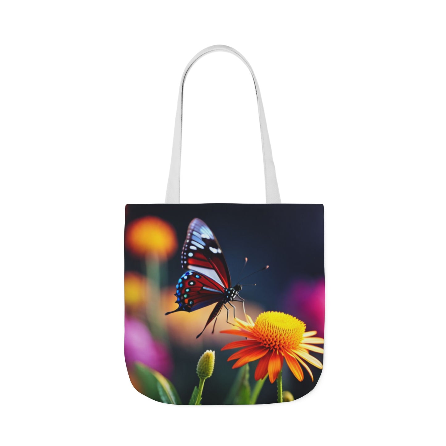 Canvas Tote Bag, 5-Color Straps (Butterflies)