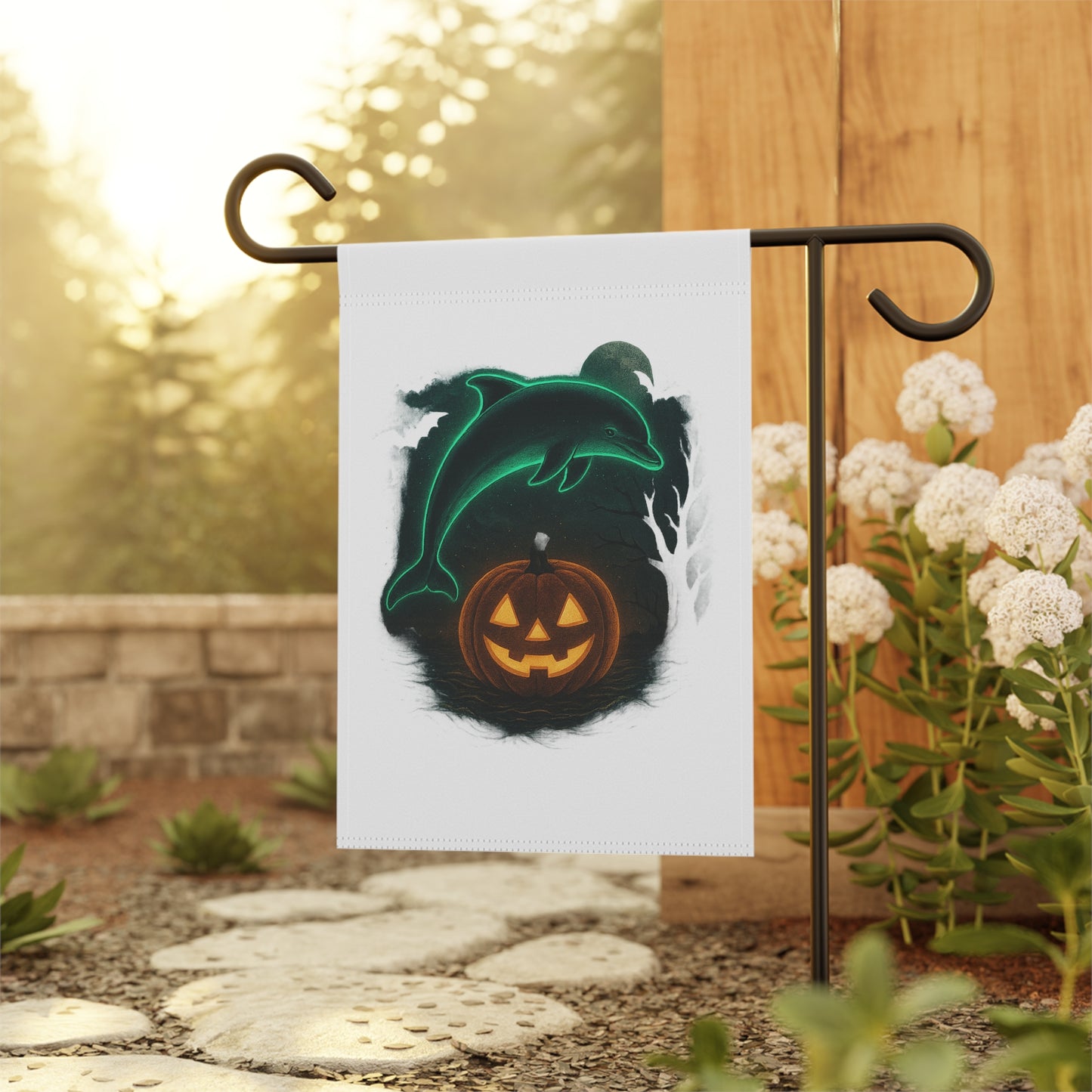 Spooky Dolphin Halloween Garden Flag – Outdoor Yard Decor