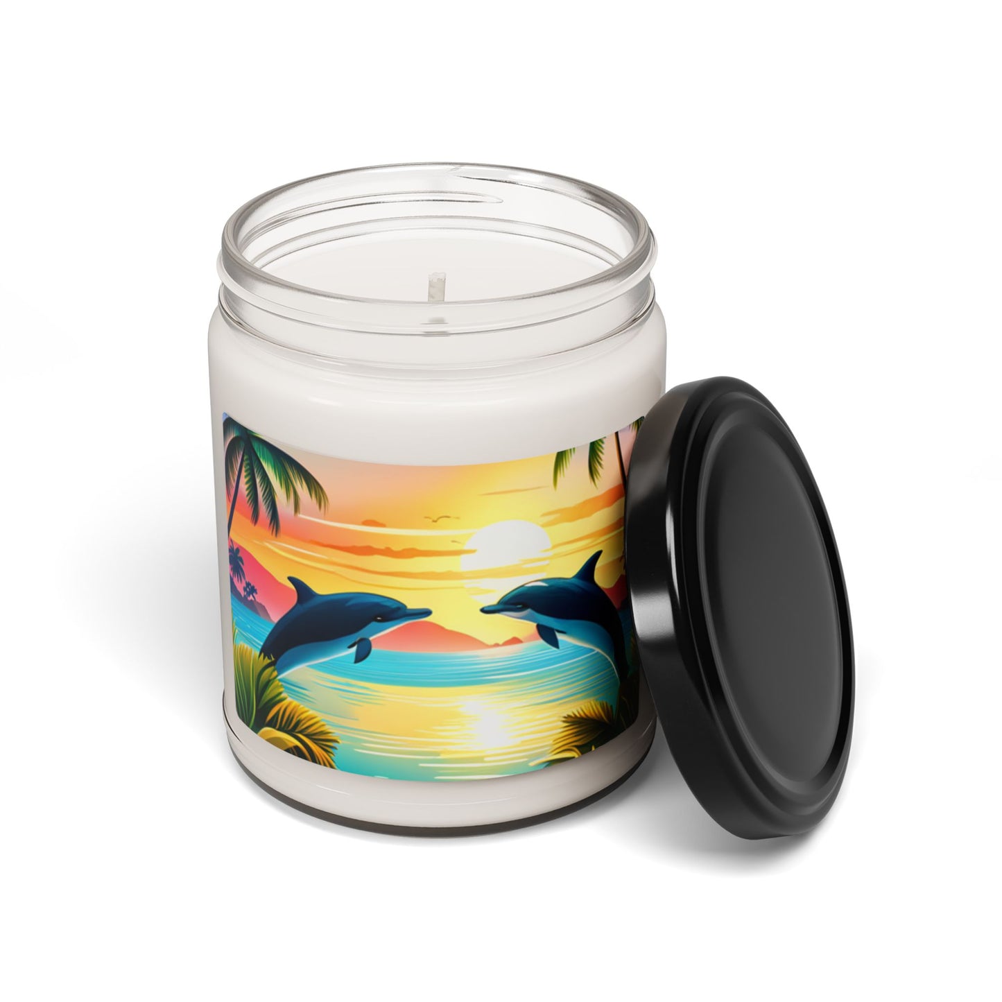 Scented Soy Candle, 9oz (Dolphin Palm Tree)