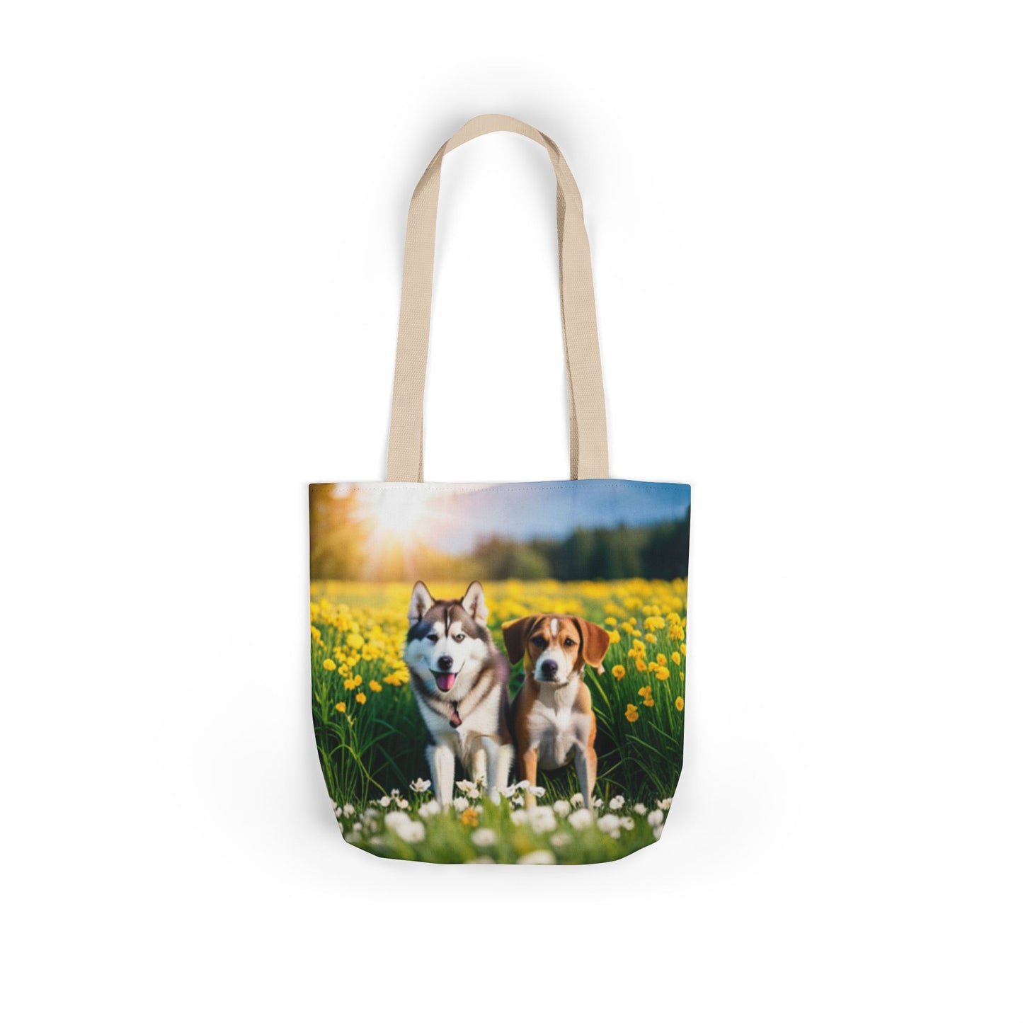 Canvas Tote Bag, 5-Color Straps (Husky/Beagle)