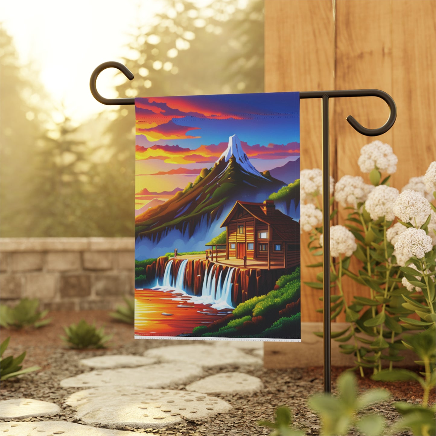 Garden & House Banner (Waterfall/Cabin)