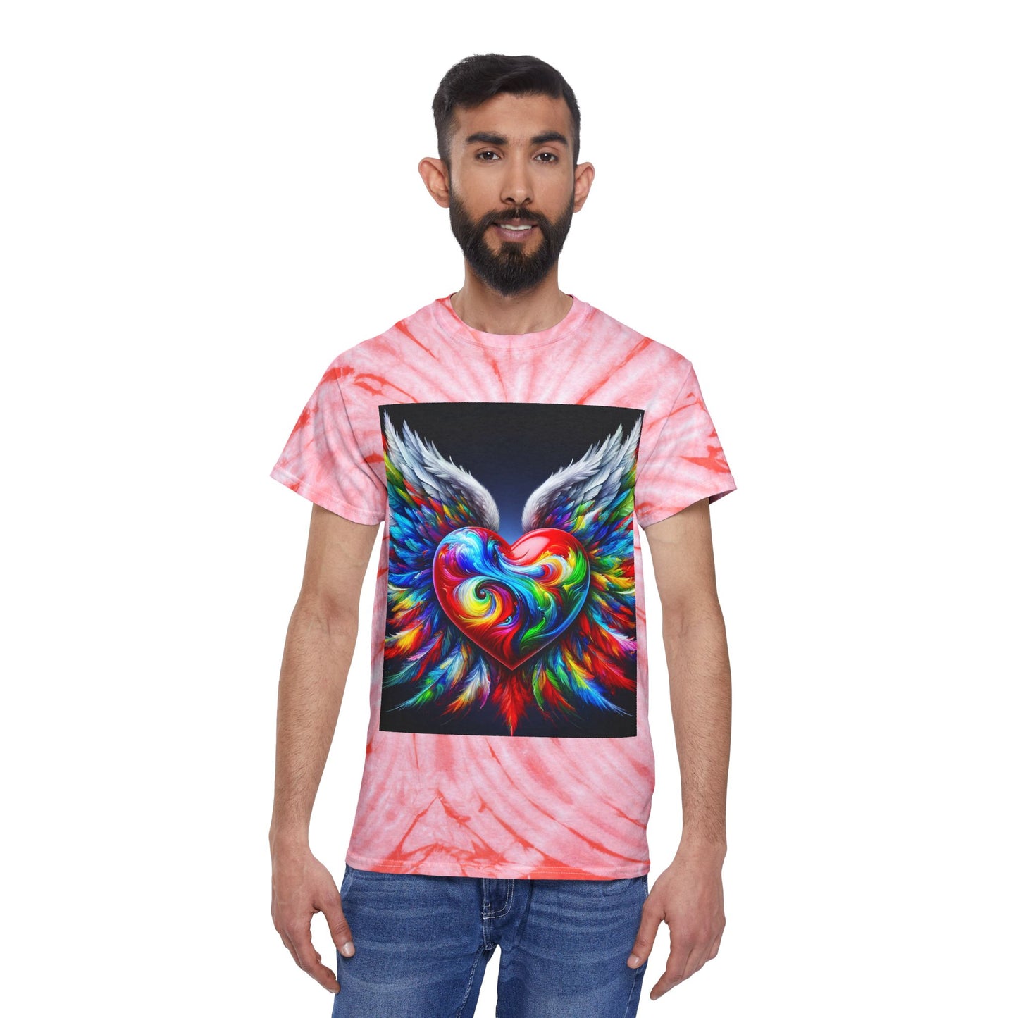 Vibrant Tie-Dye Tee with Heart Design - Celebrate Love & Freedom