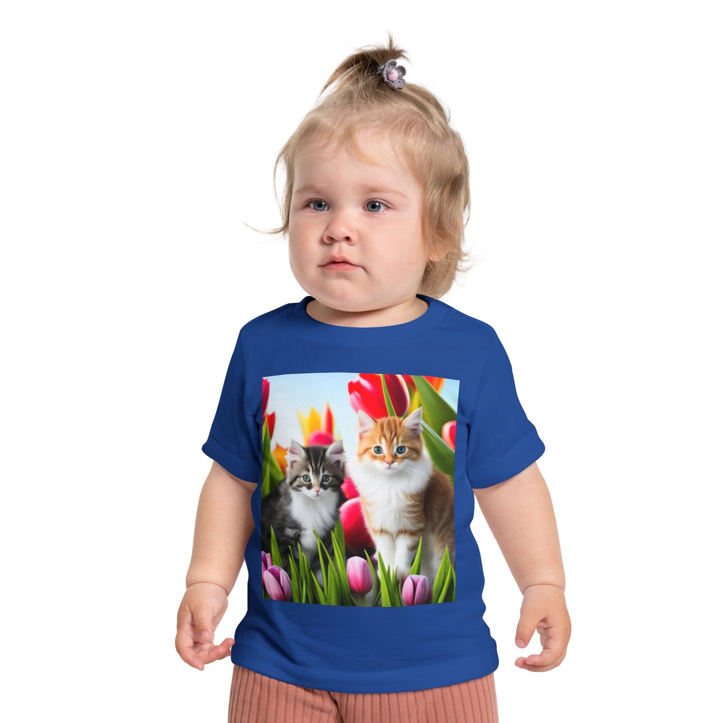 Baby Short Sleeve T-Shirt (Kittens/Tulips)