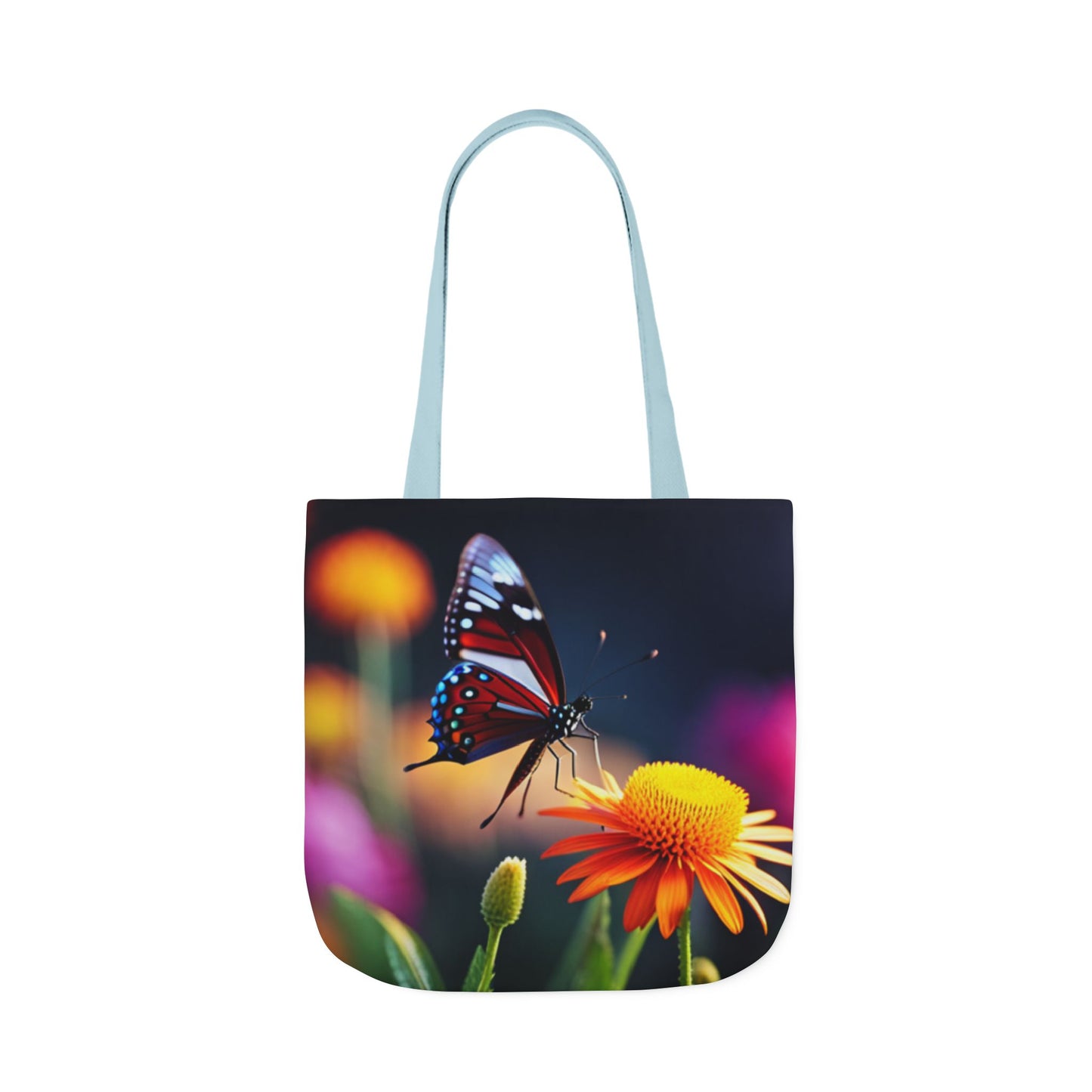 Canvas Tote Bag, 5-Color Straps (Butterflies)
