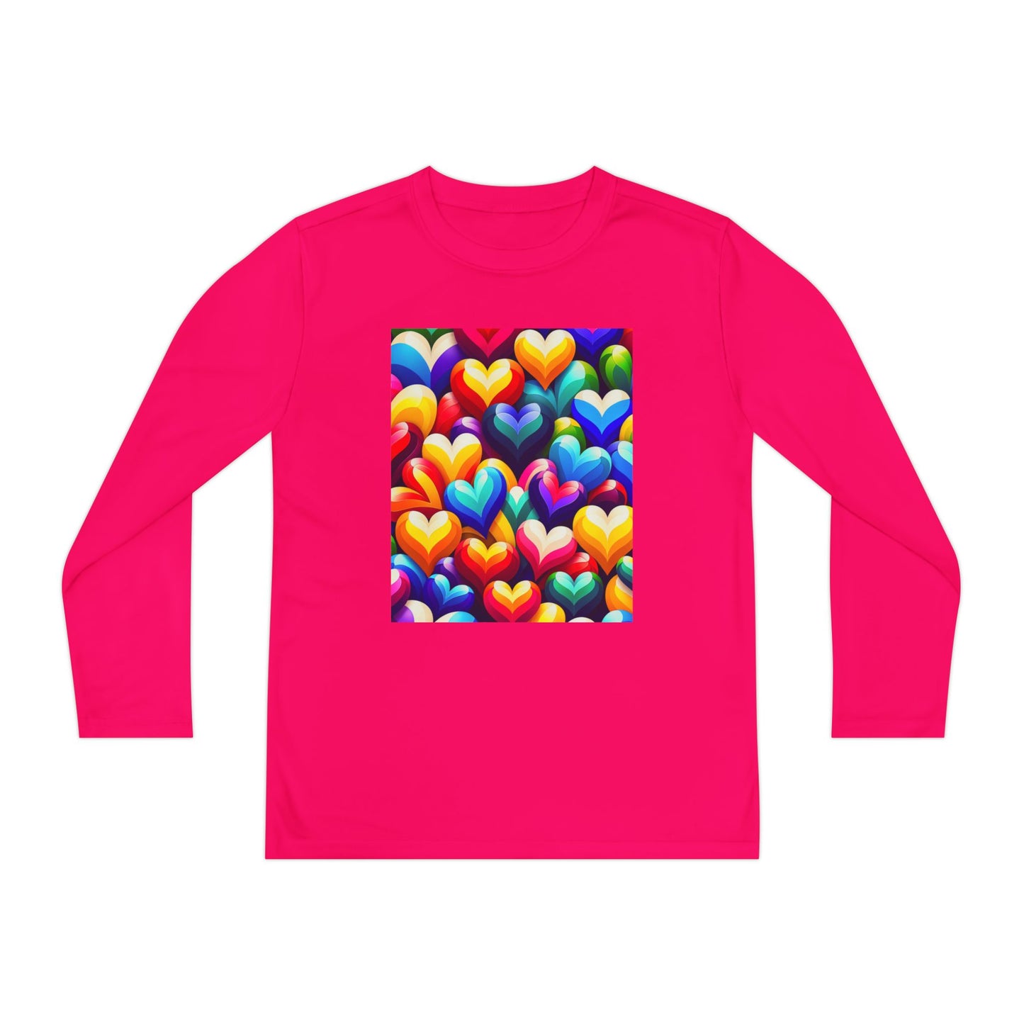 Youth Long Sleeve Competitor Tee (Colorful Hearts)