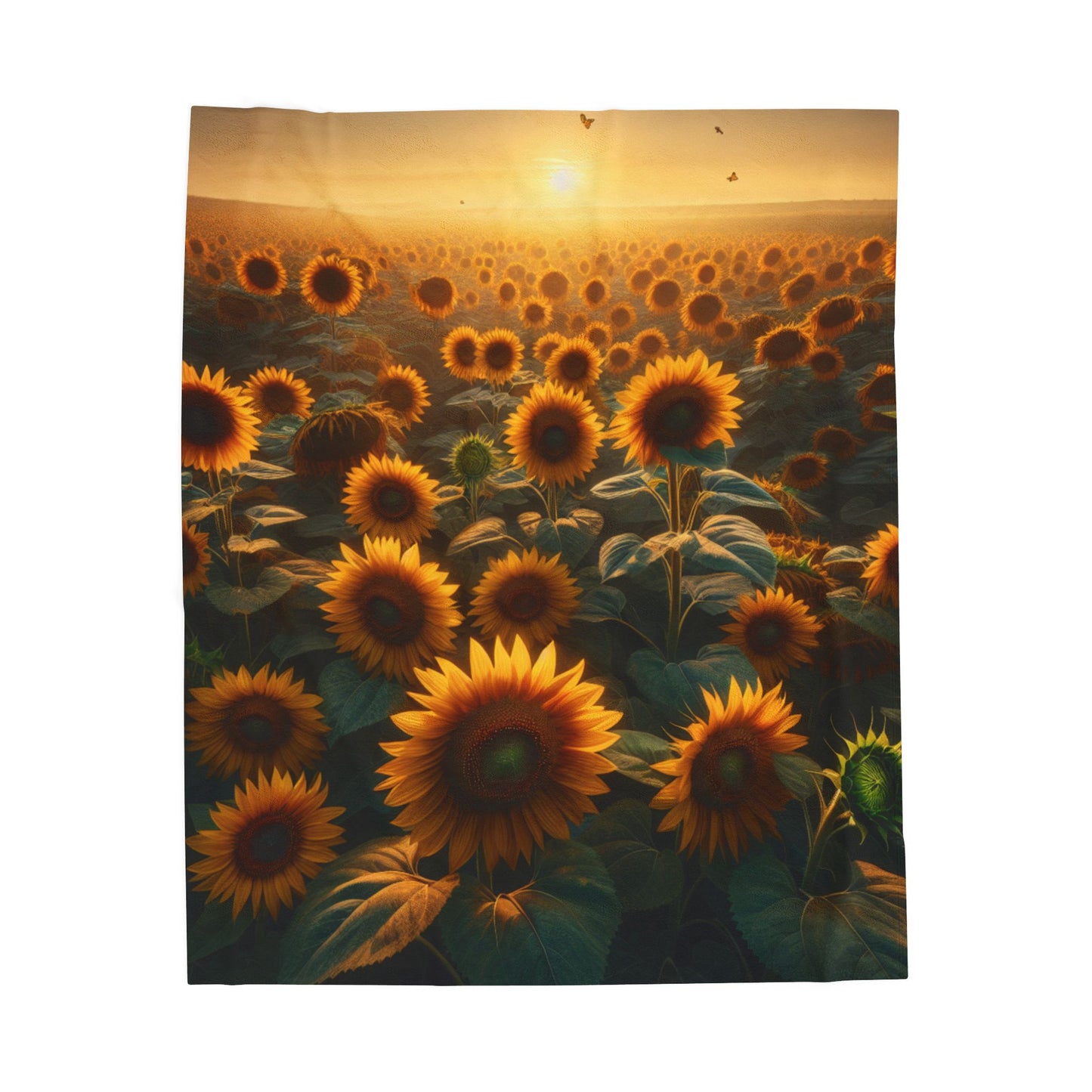 Velveteen Plush Blanket (Sunflowers)