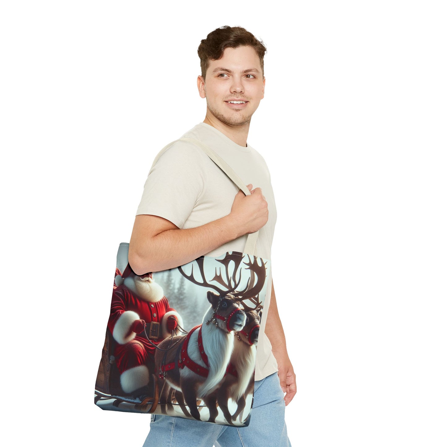 Tote Bag (AOP) (Santa/Reindeer)