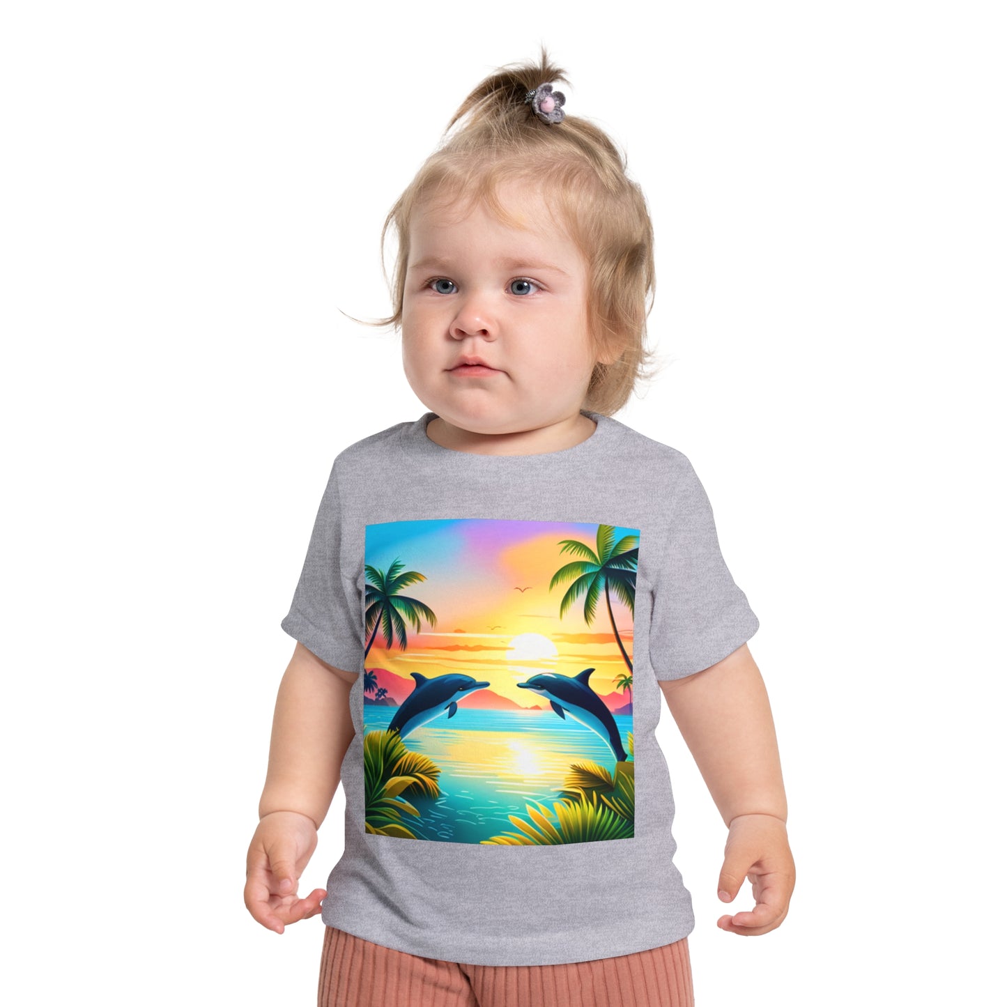 Baby Short Sleeve T-Shirt (Dolphin Palm Tree)