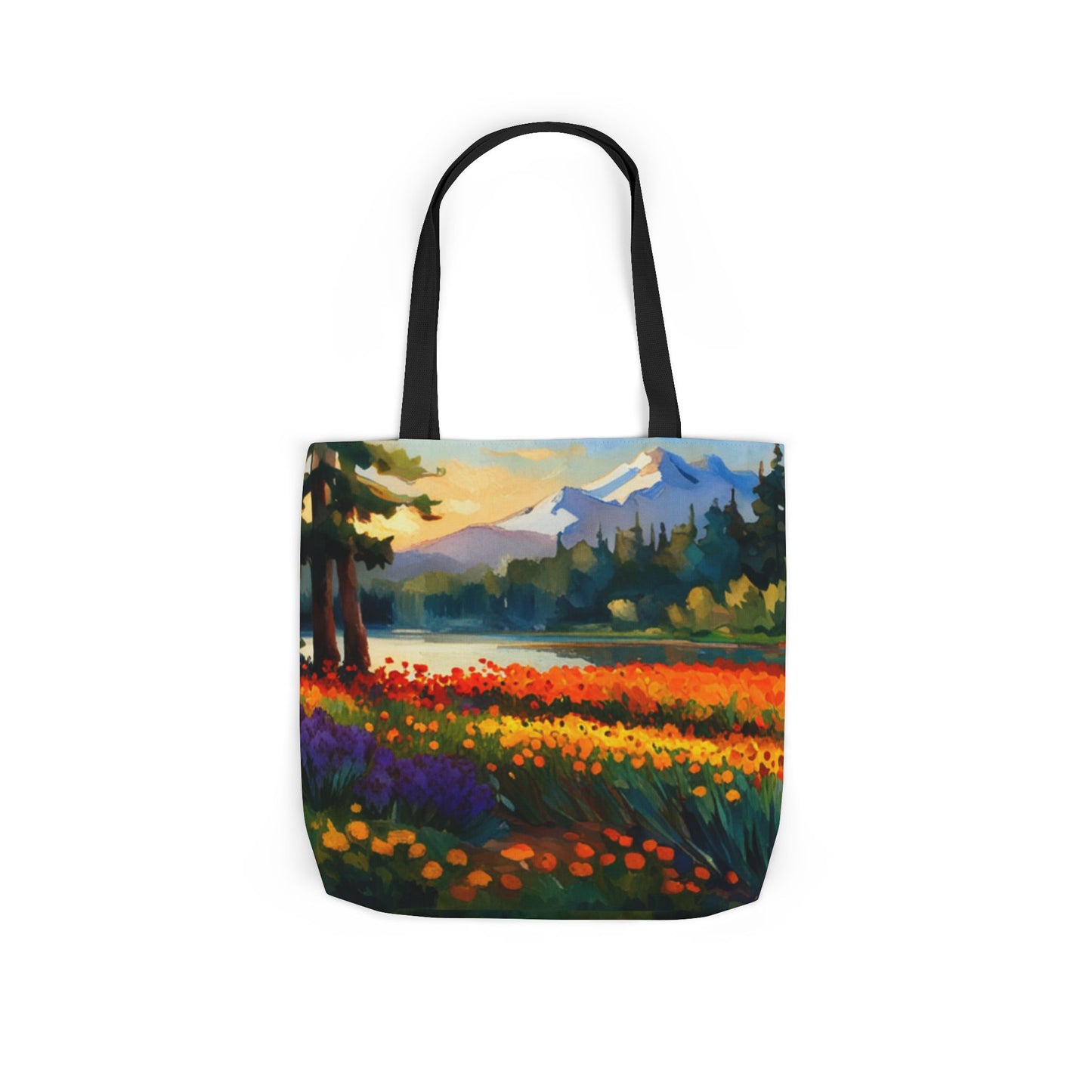 Canvas Tote Bag, 5-Color Straps (Flower Meadow)