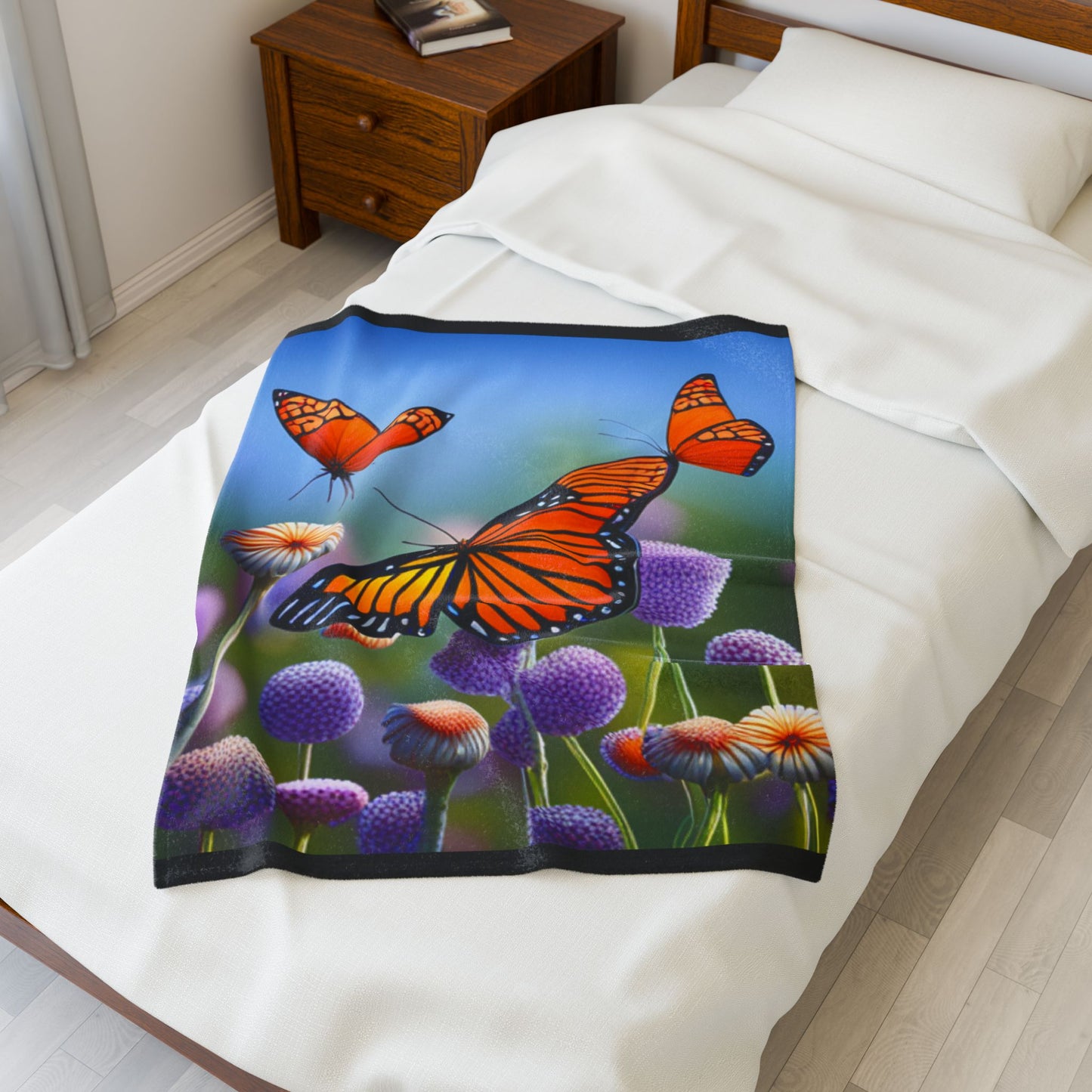 Velveteen Plush Blanket (Monarch Butterflies)