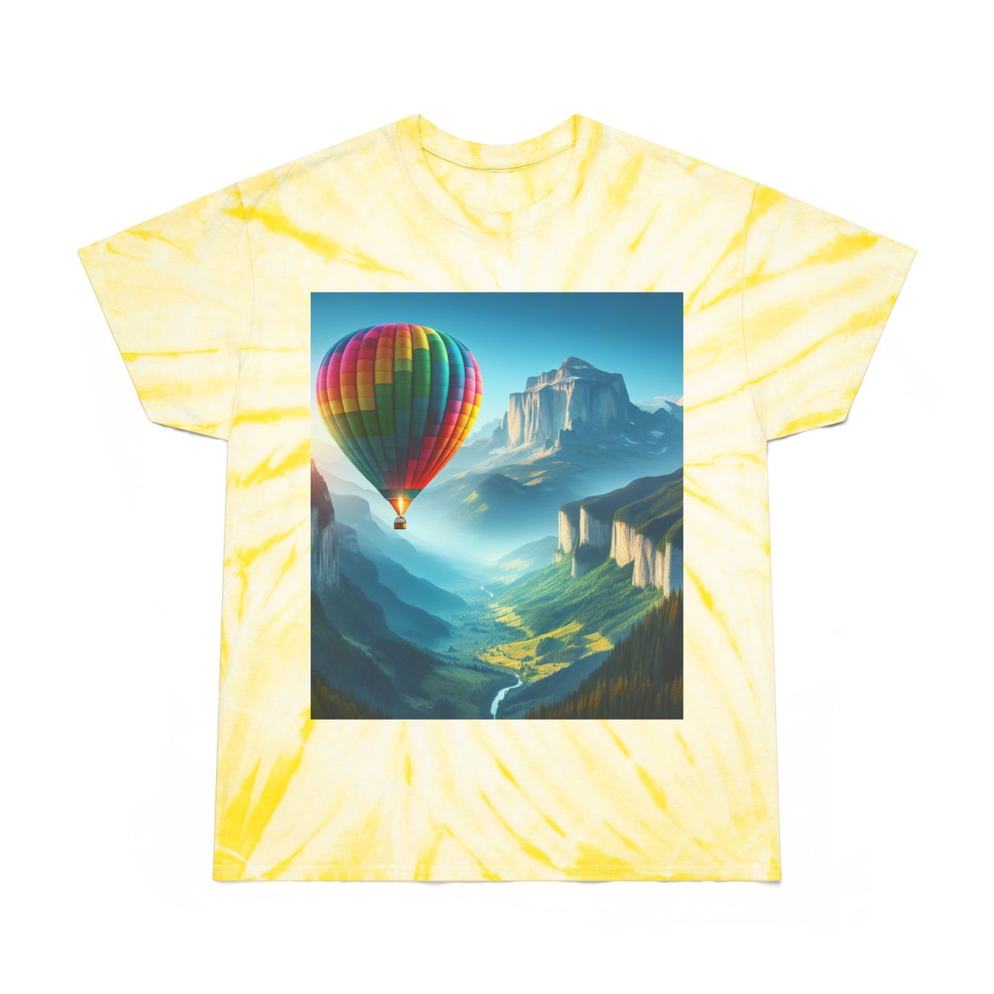 Cyclone Tie-Dye Tee with Hot Air Balloon Design - Vibrant Summer Graphic Tee
