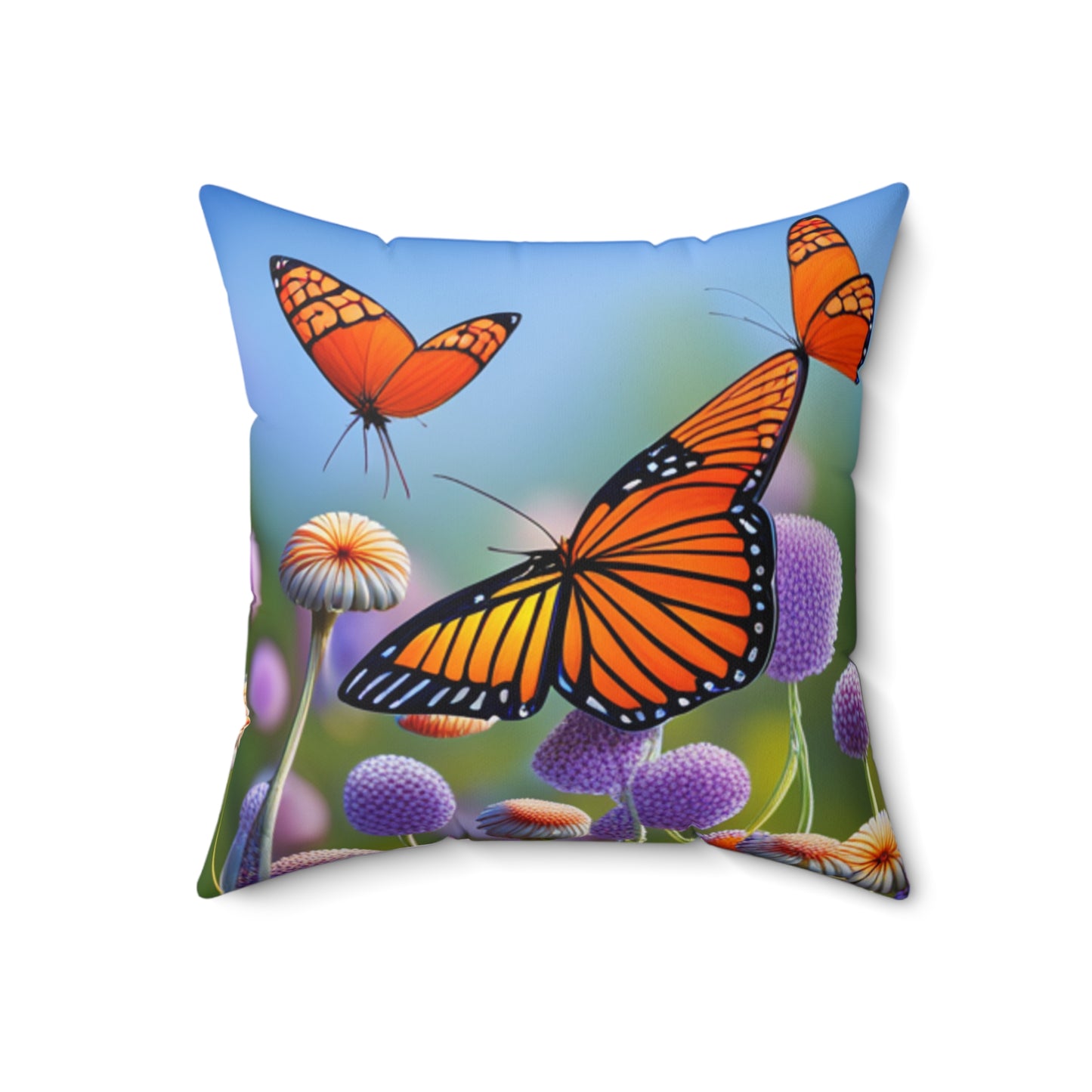 Spun Polyester Square Pillow (Monarch Butterflies)