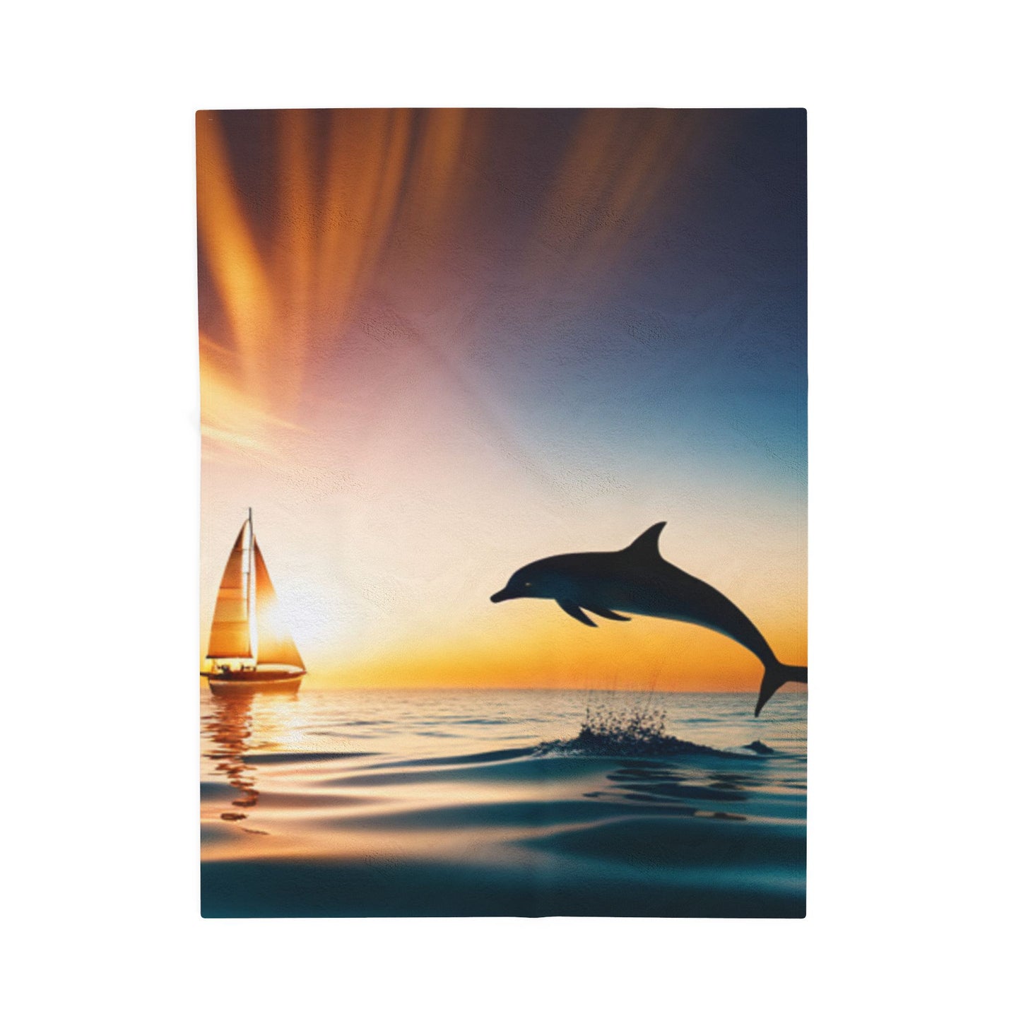 Velveteen Plush Blanket (Dolphin Sailboat)