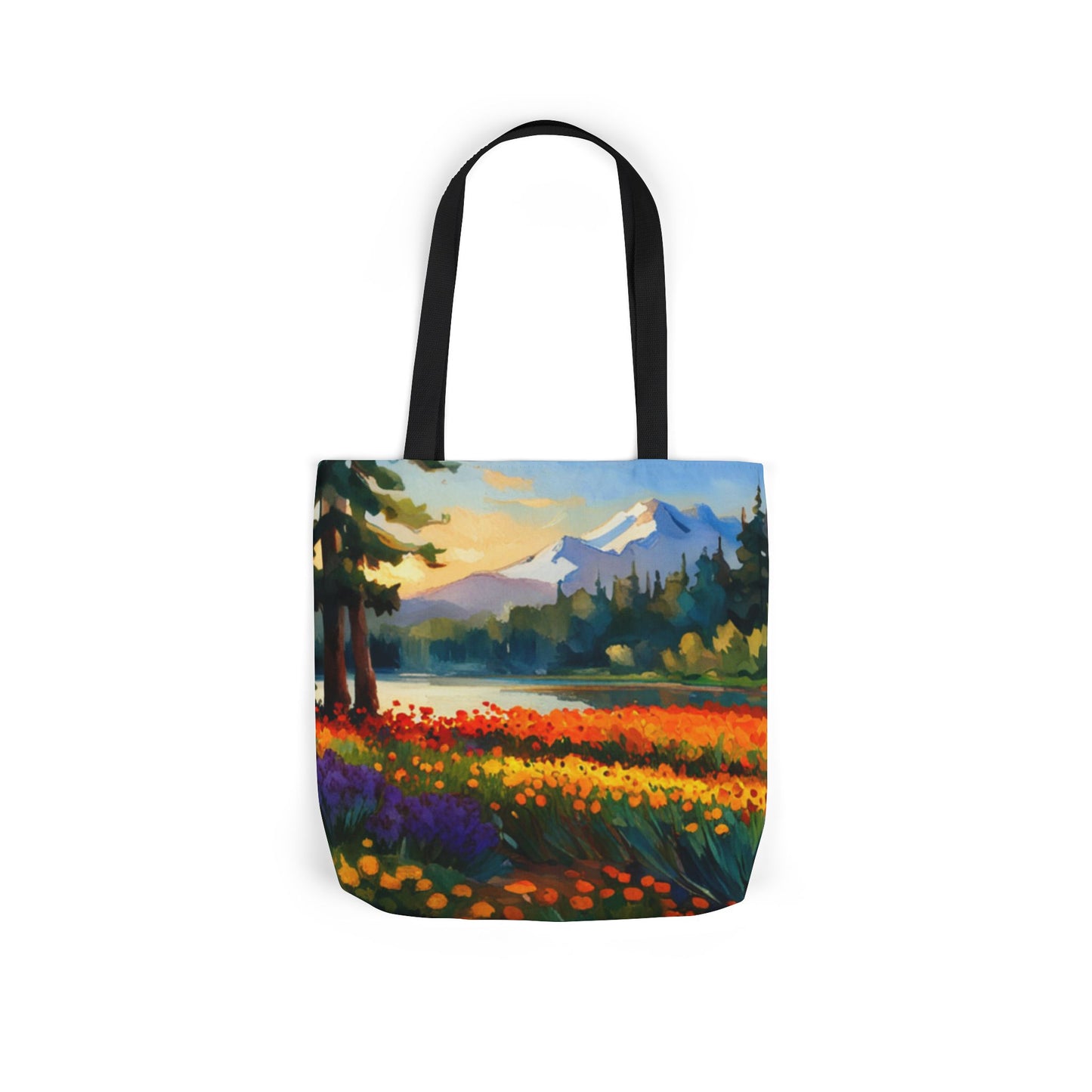Canvas Tote Bag, 5-Color Straps (Flower Meadow)