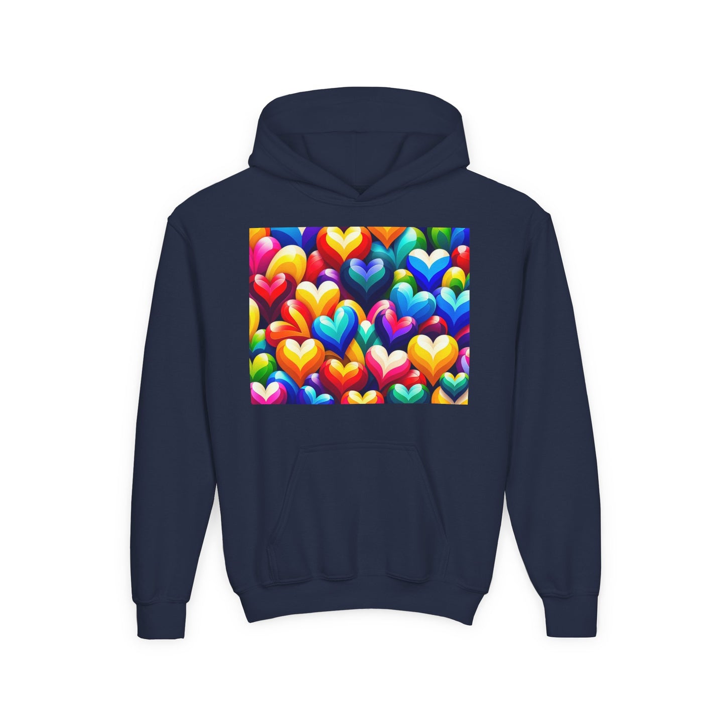 Youth Heavy Blend Hooded Sweatshirt (Colorful Hearts)