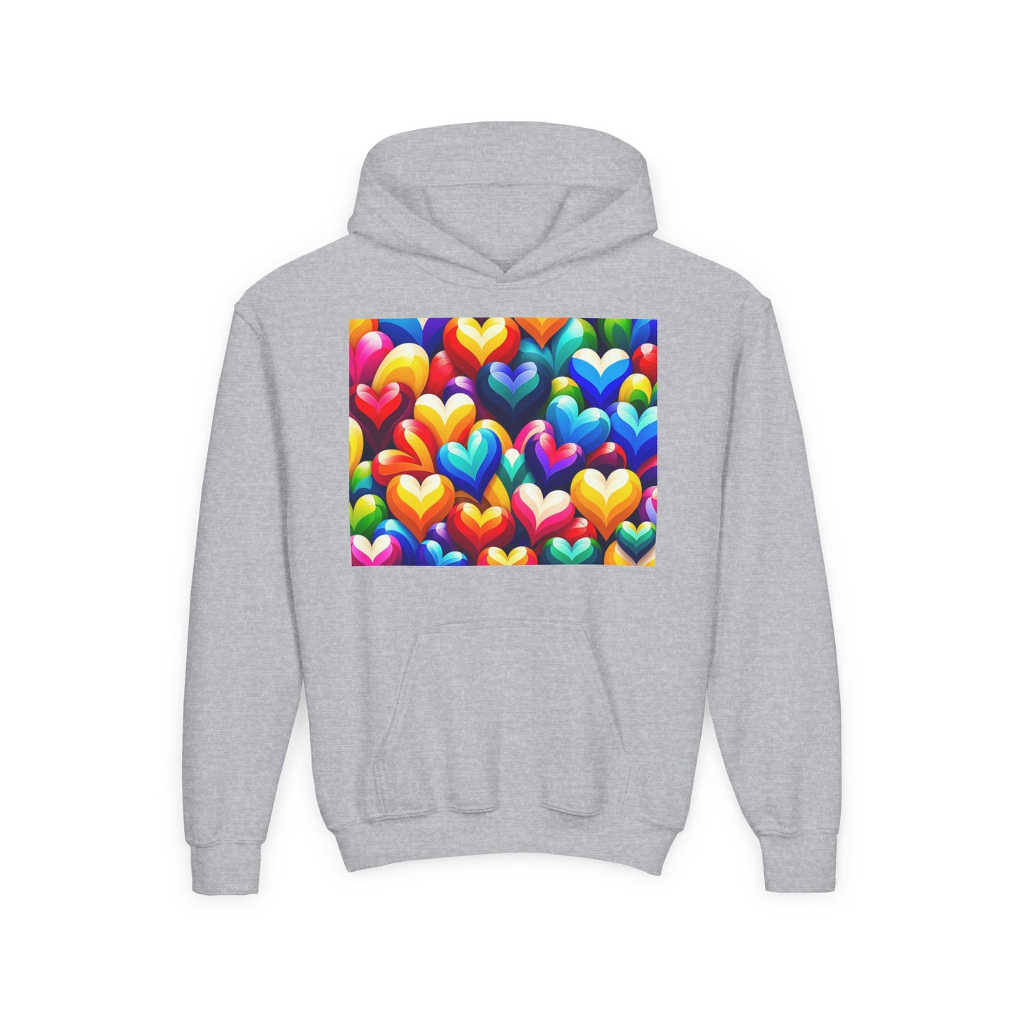 Youth Heavy Blend Hooded Sweatshirt (Colorful Hearts)