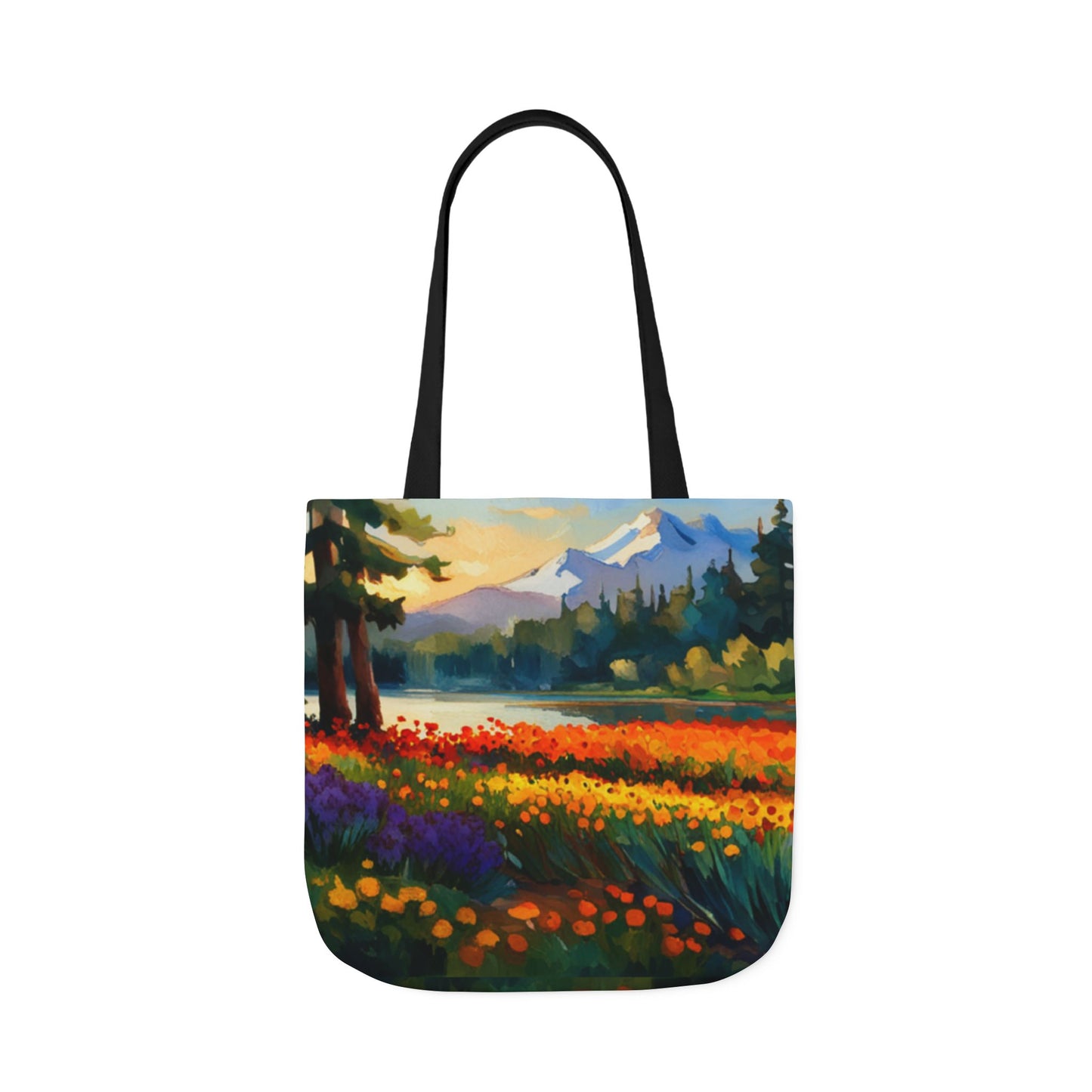 Canvas Tote Bag, 5-Color Straps (Flower Meadow)