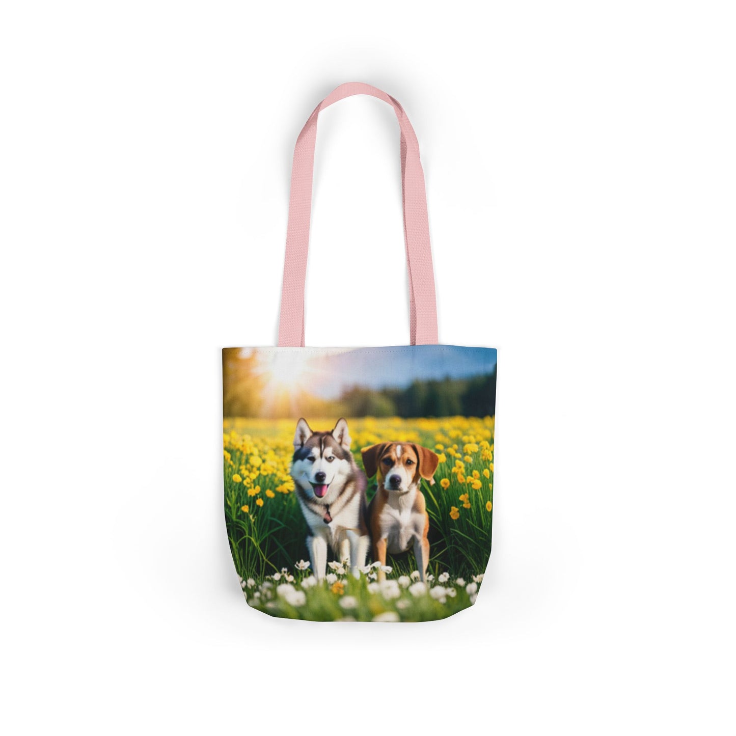 Canvas Tote Bag, 5-Color Straps (Husky/Beagle)