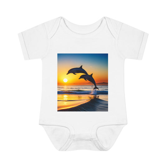 Infant Baby Rib Bodysuit (Dolphins)