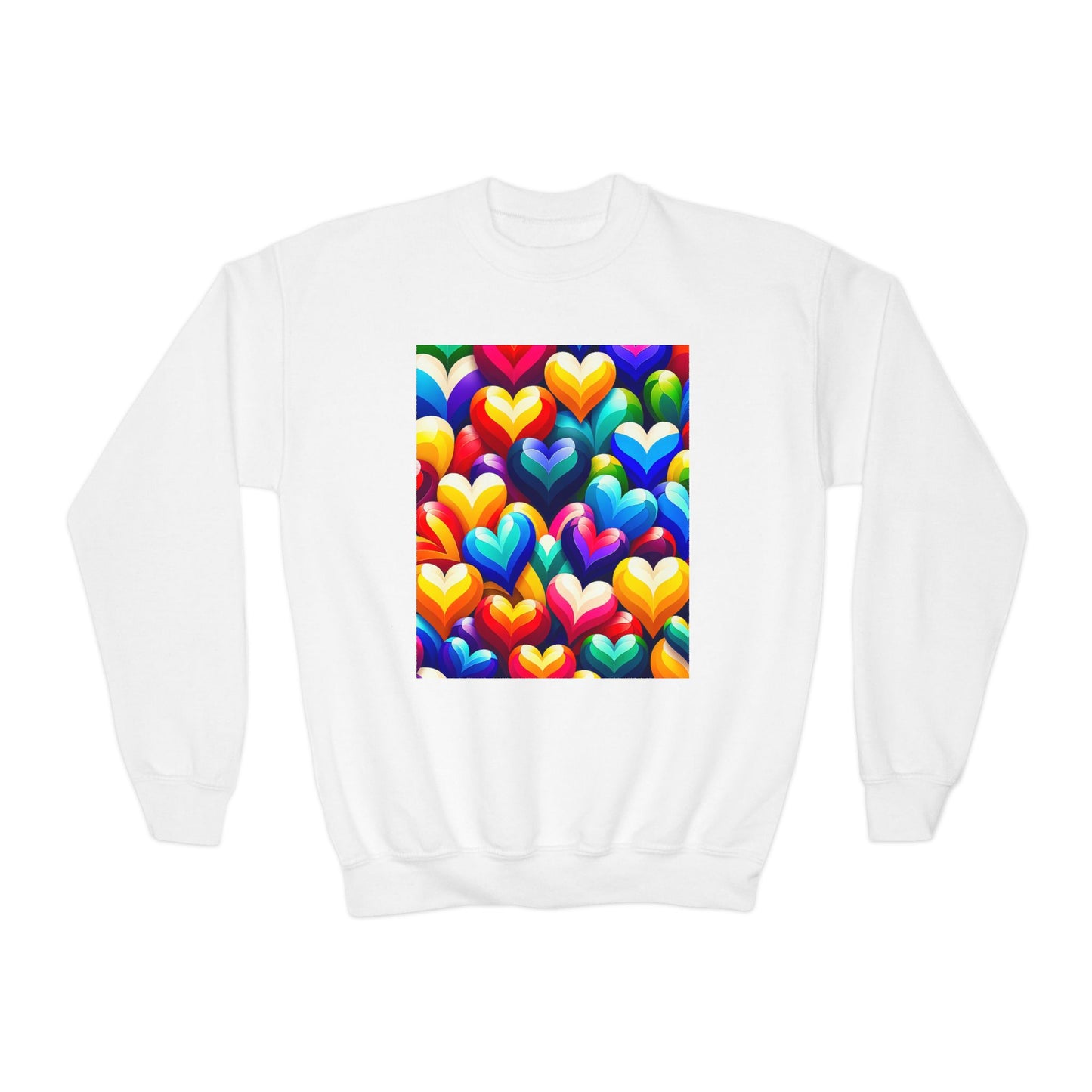 Youth Crewneck Sweatshirt (Colorful Hearts)