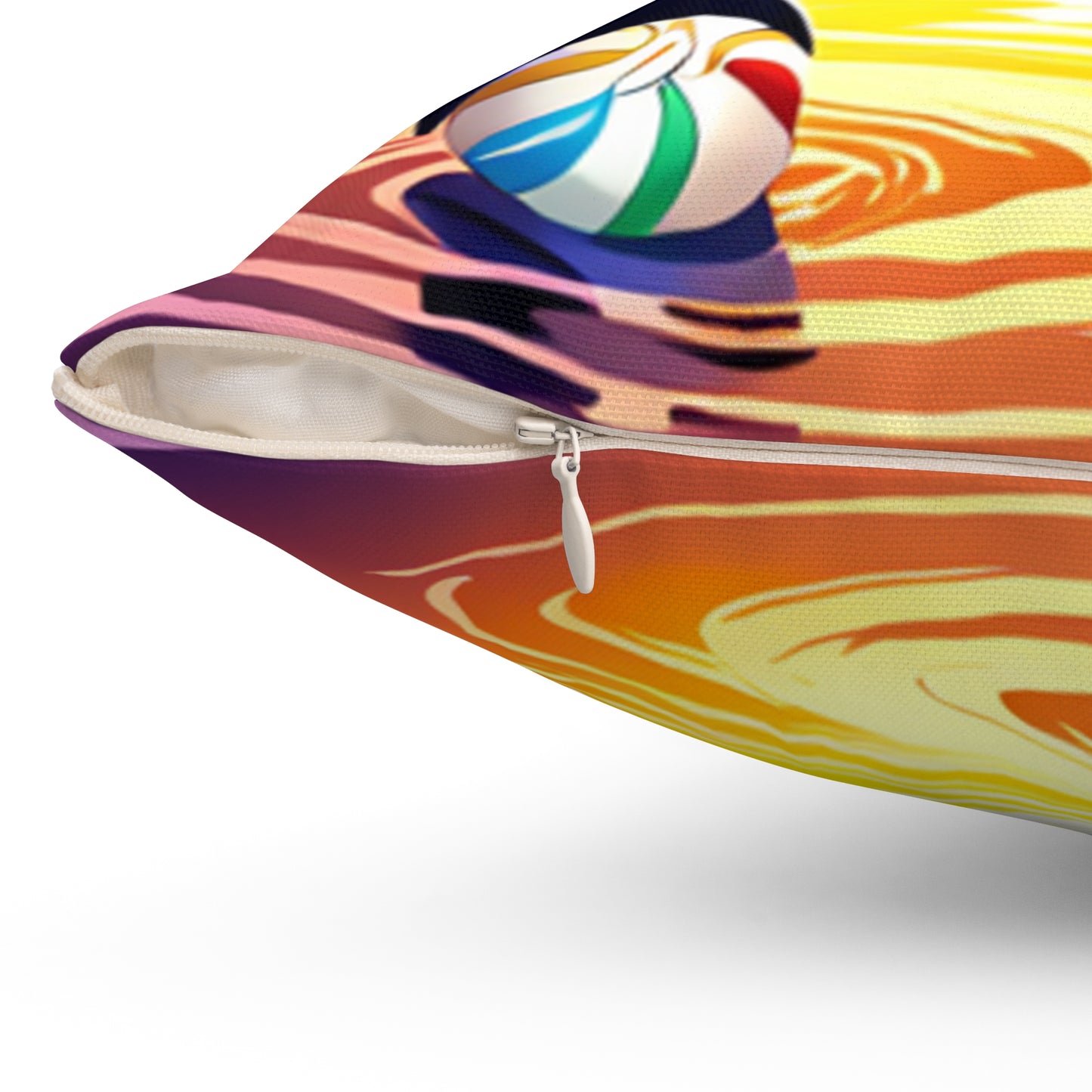 Spun Polyester Square Pillow (Dolphin Beach Ball)