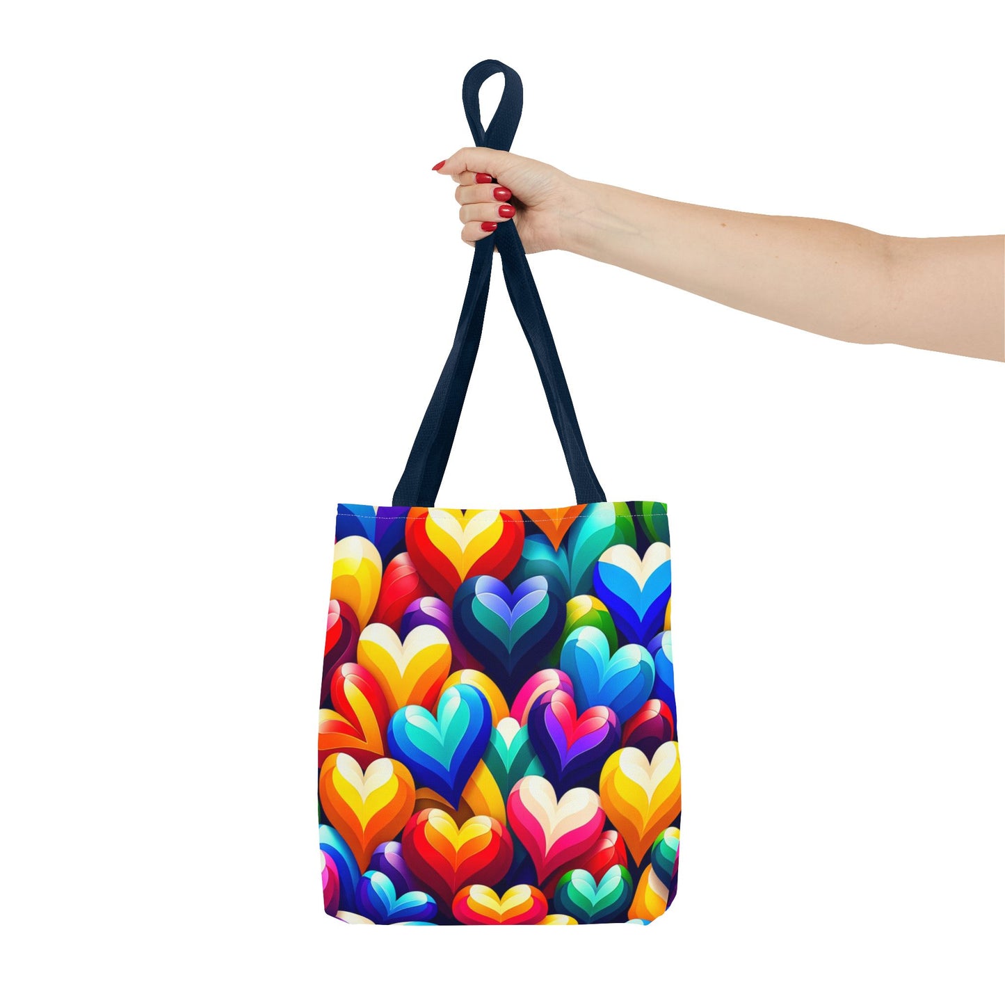 Tote Bag (AOP) (Colorful Hearts)