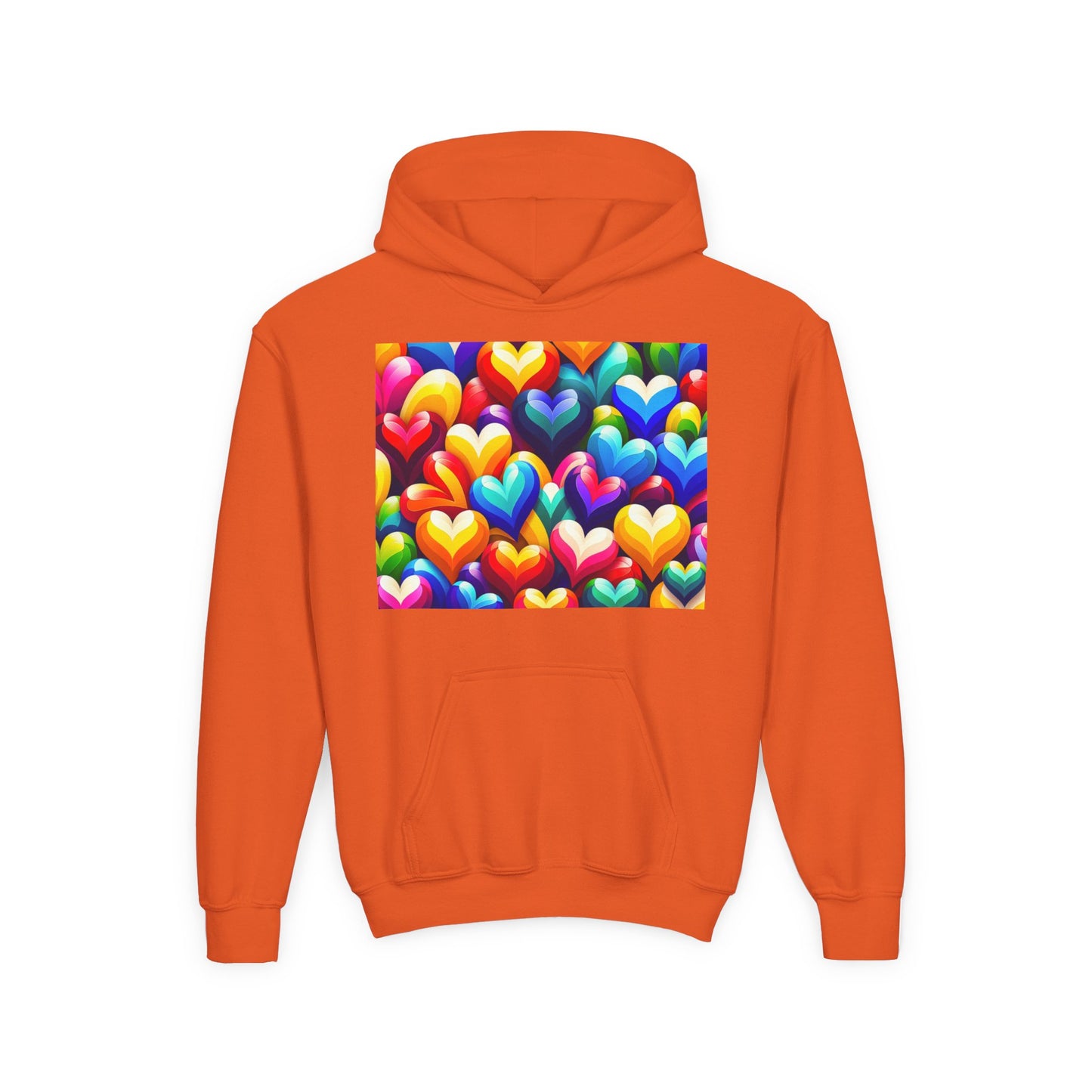 Youth Heavy Blend Hooded Sweatshirt (Colorful Hearts)