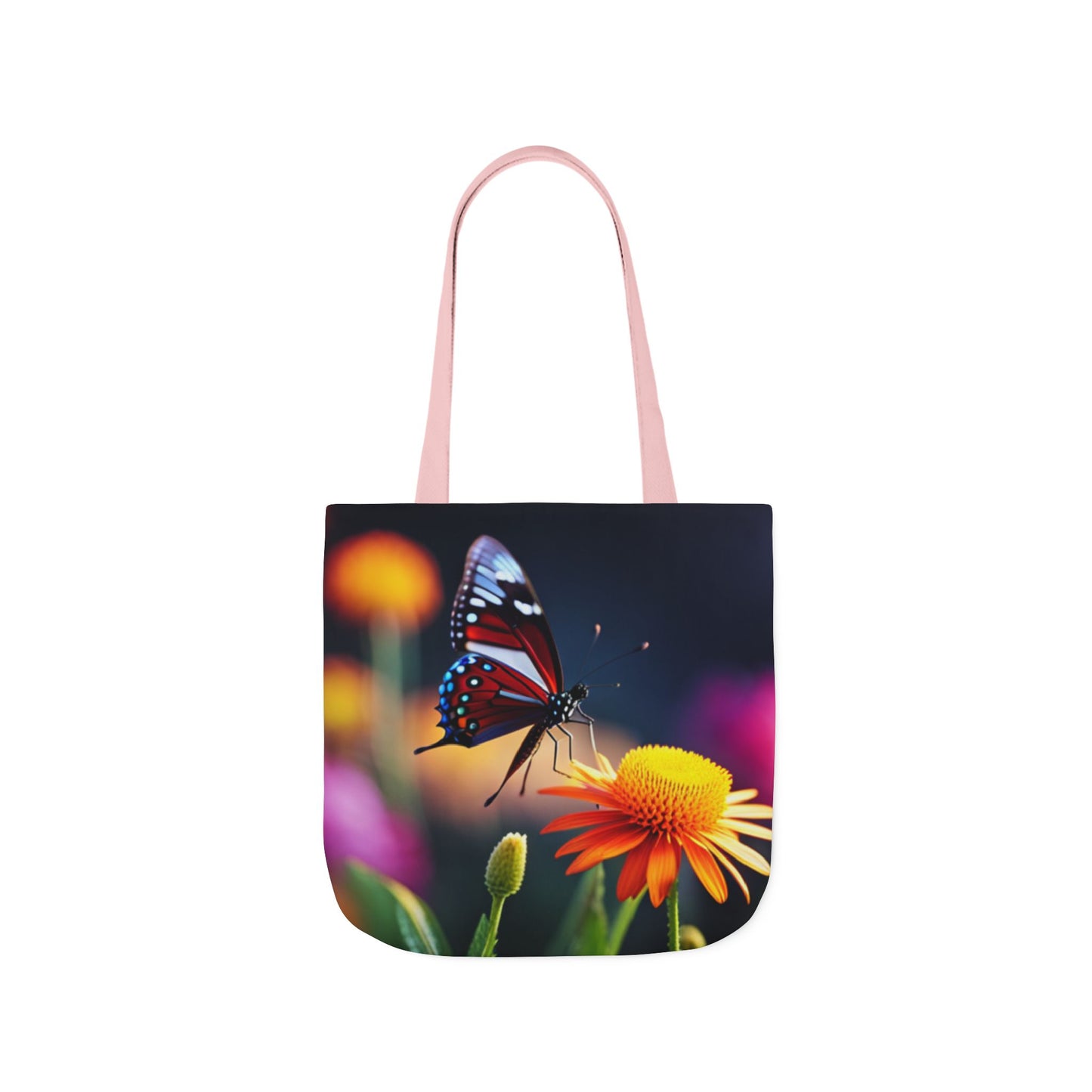 Canvas Tote Bag, 5-Color Straps (Butterflies)