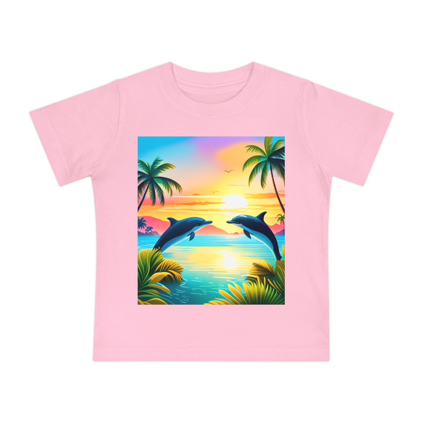 Baby Short Sleeve T-Shirt (Dolphin Palm Tree)