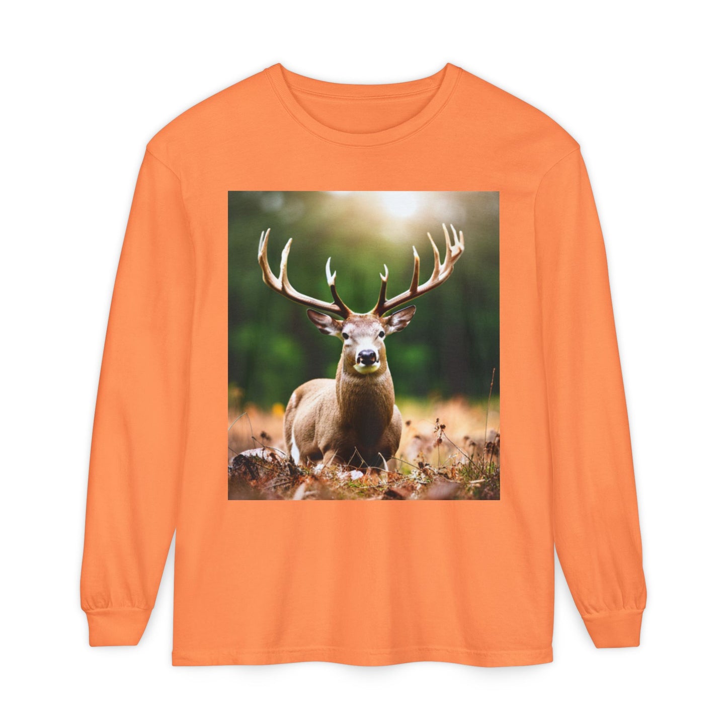 Unisex Garment-dyed Long Sleeve T-Shirt (Deer)