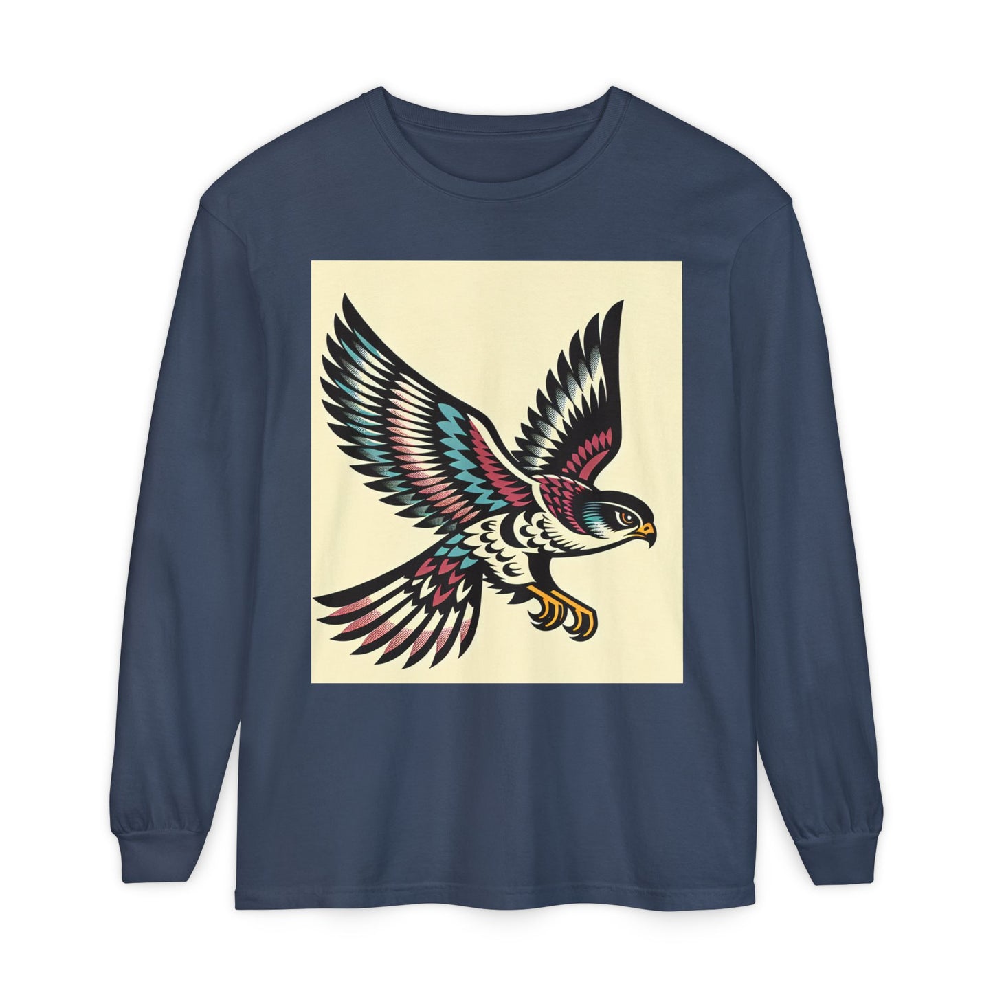 Unisex Garment-dyed Long Sleeve T-Shirt (Falcon)