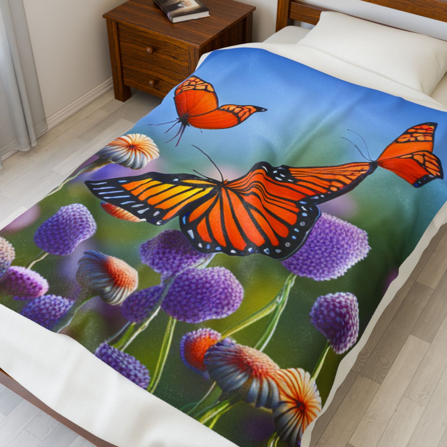 Velveteen Plush Blanket (Monarch Butterflies)