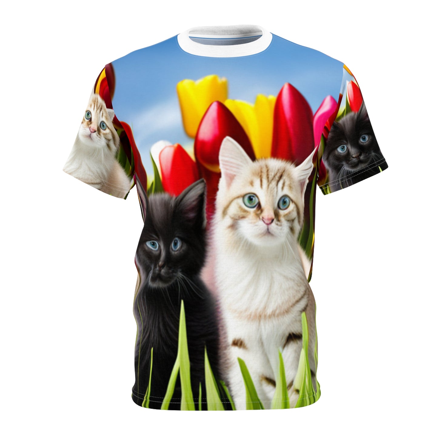 Unisex Cut & Sew Tee (AOP) (Kittens)