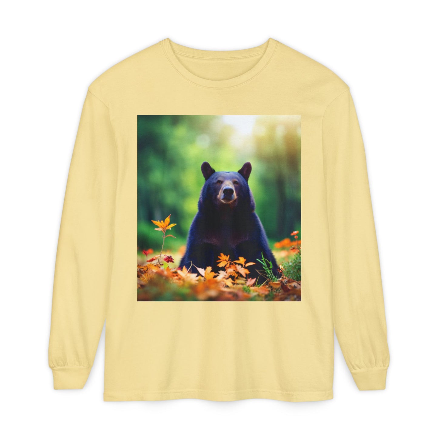 Unisex Garment-dyed Long Sleeve T-Shirt (Bear)