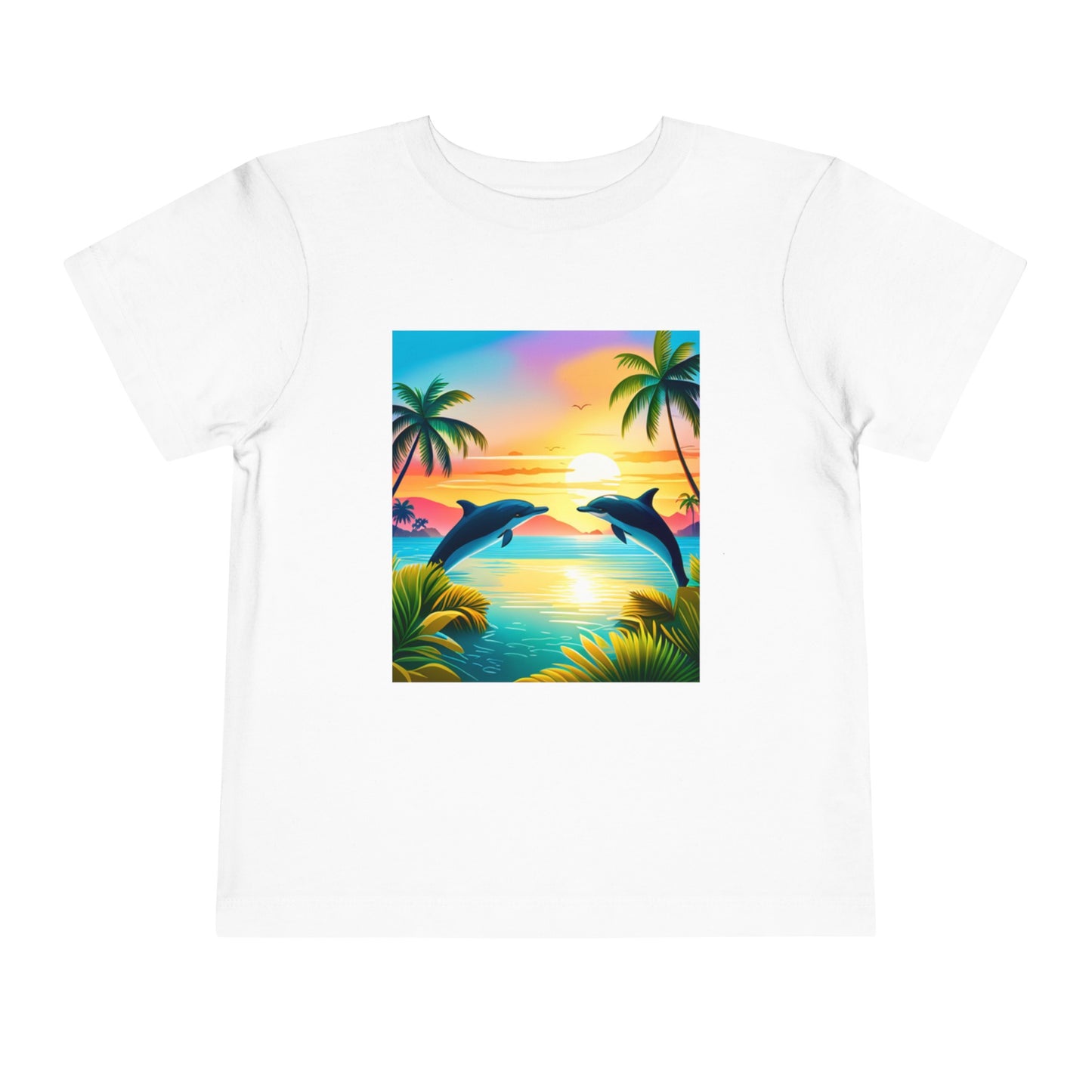 Toddler Short Sleeve Tee (Dolphin Palm Tree)
