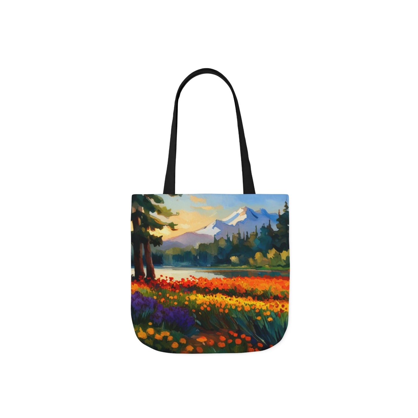 Canvas Tote Bag, 5-Color Straps (Flower Meadow)
