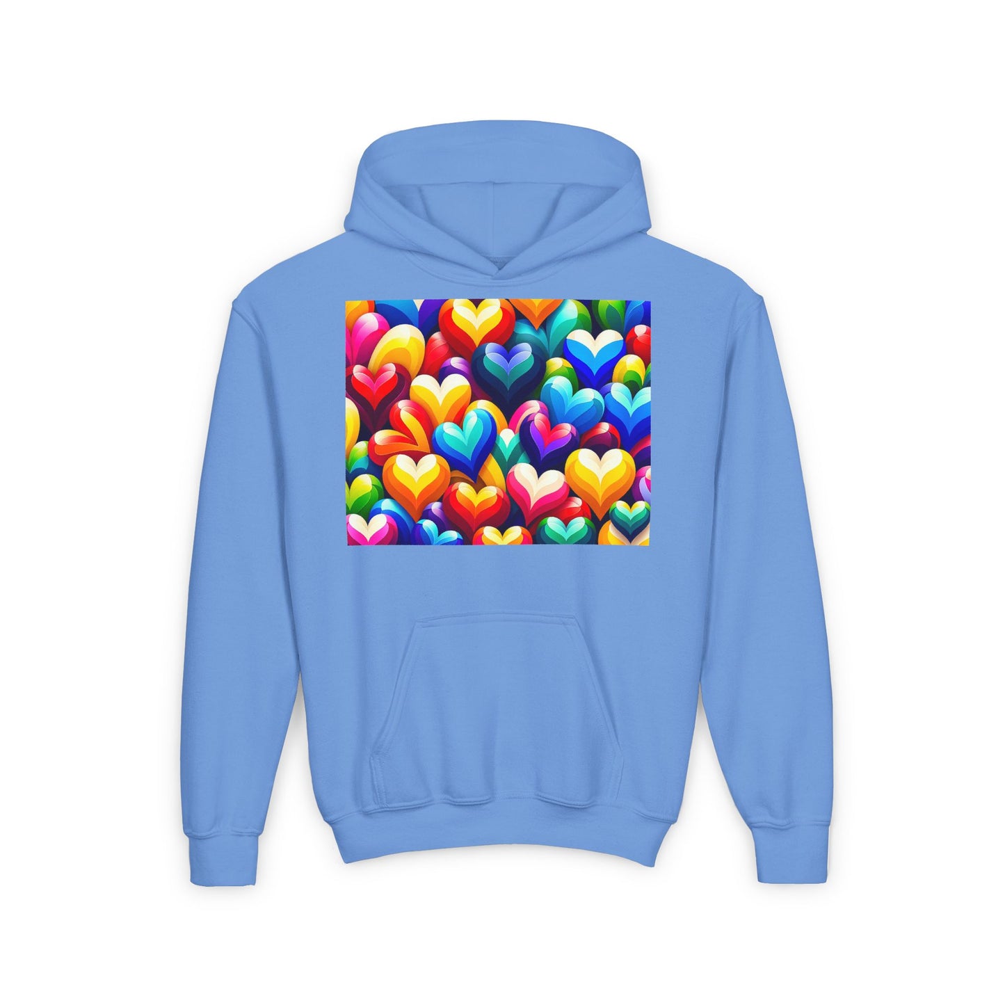 Youth Heavy Blend Hooded Sweatshirt (Colorful Hearts)