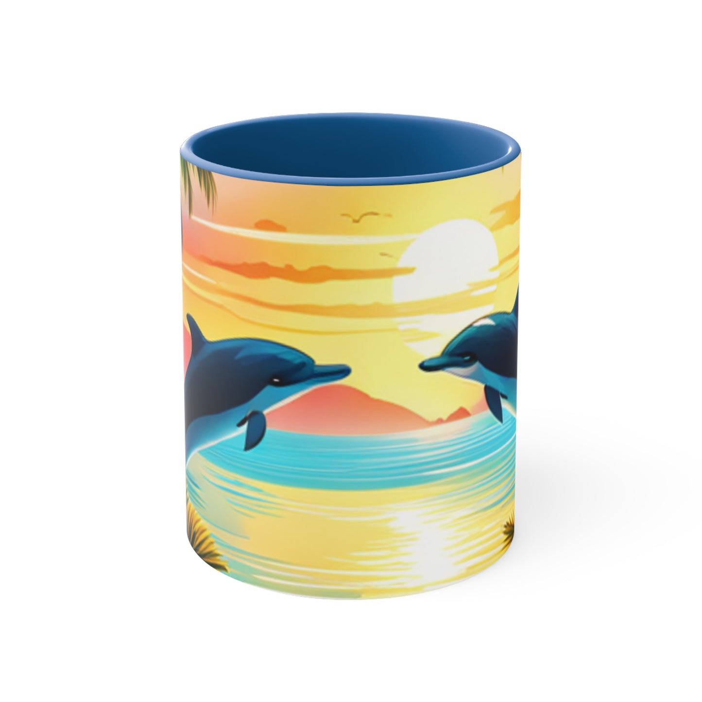 Accent Coffee Mug, 11oz (Dolphin Palm Tree)