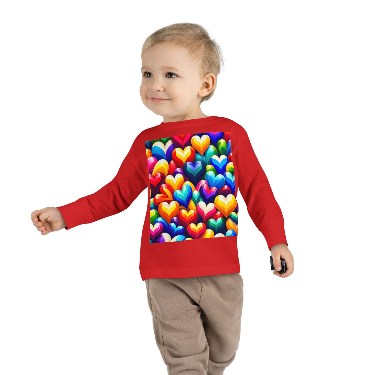 Toddler Long Sleeve Tee (Colorful Hearts)