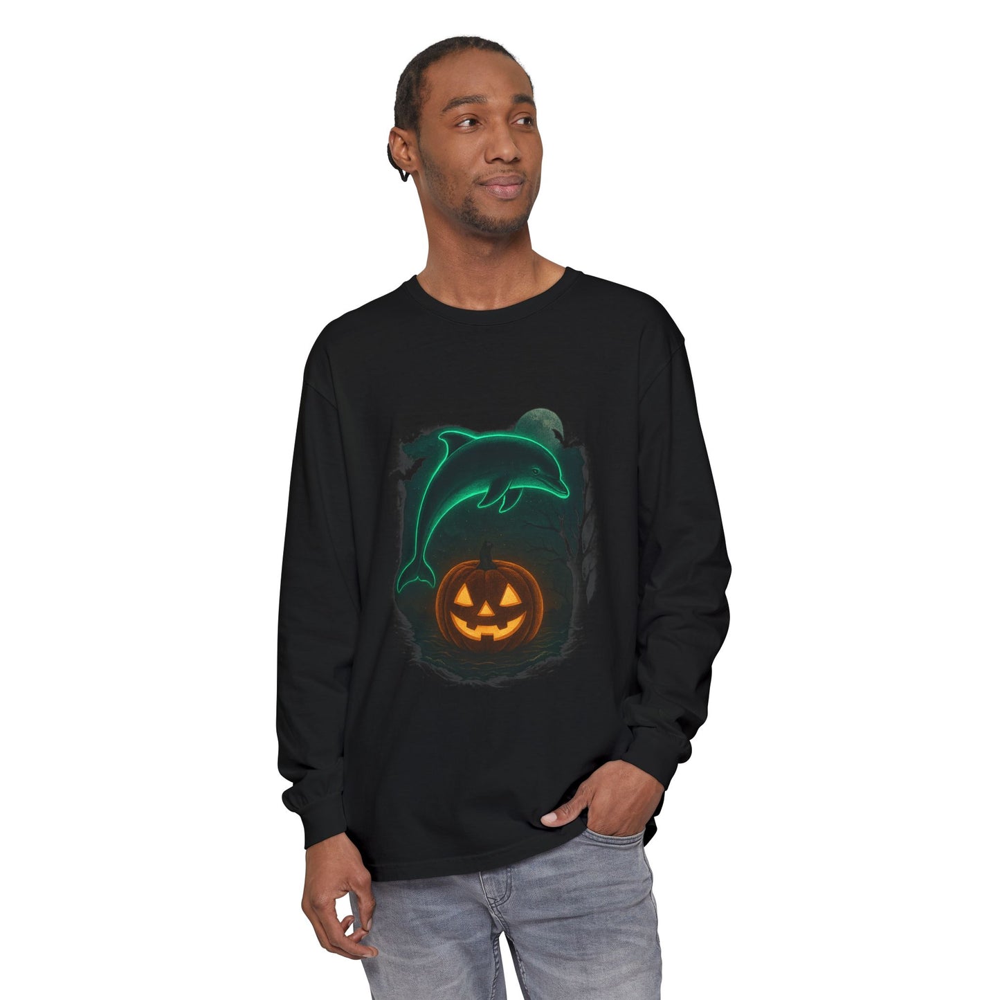 Spooky Dolphin Halloween Long Sleeve Tee